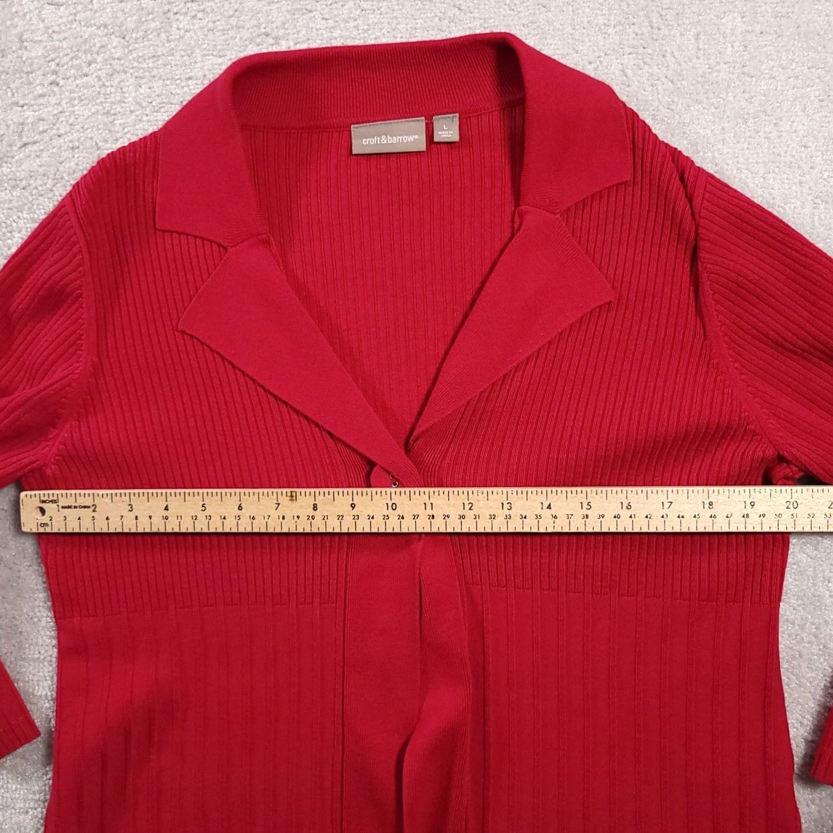 Croft & Barrow VINTAGE Croft & Barrow Cardigan Womens L Red Long Sleeve One-Button Top Size L / US 10 / IT 46 - 3 Thumbnail