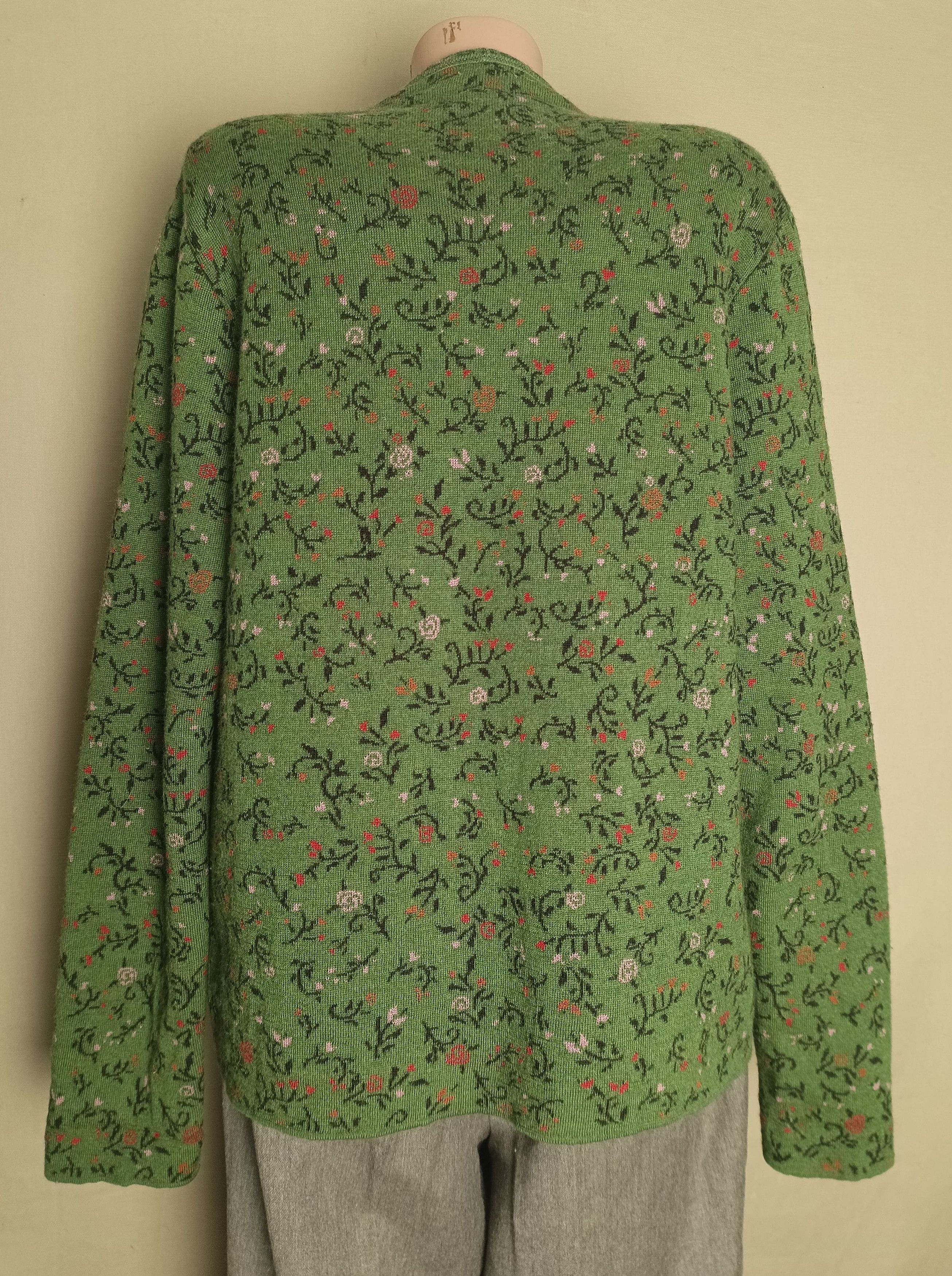 Designer IVKO Wool Jacquard Jacket Cardigan with Collar Size EU42 Size XL / US 12-14 / IT 48-50 - 3 Thumbnail