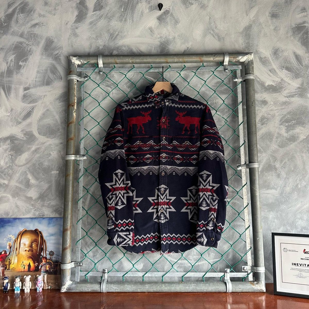 Polo Ralph Lauren × Vintage Polo Ralph Lauren Jacquard Overshirt Heavy Moose Southwest Size US S / EU 44-46 / 1 - 1 Thumbnail
