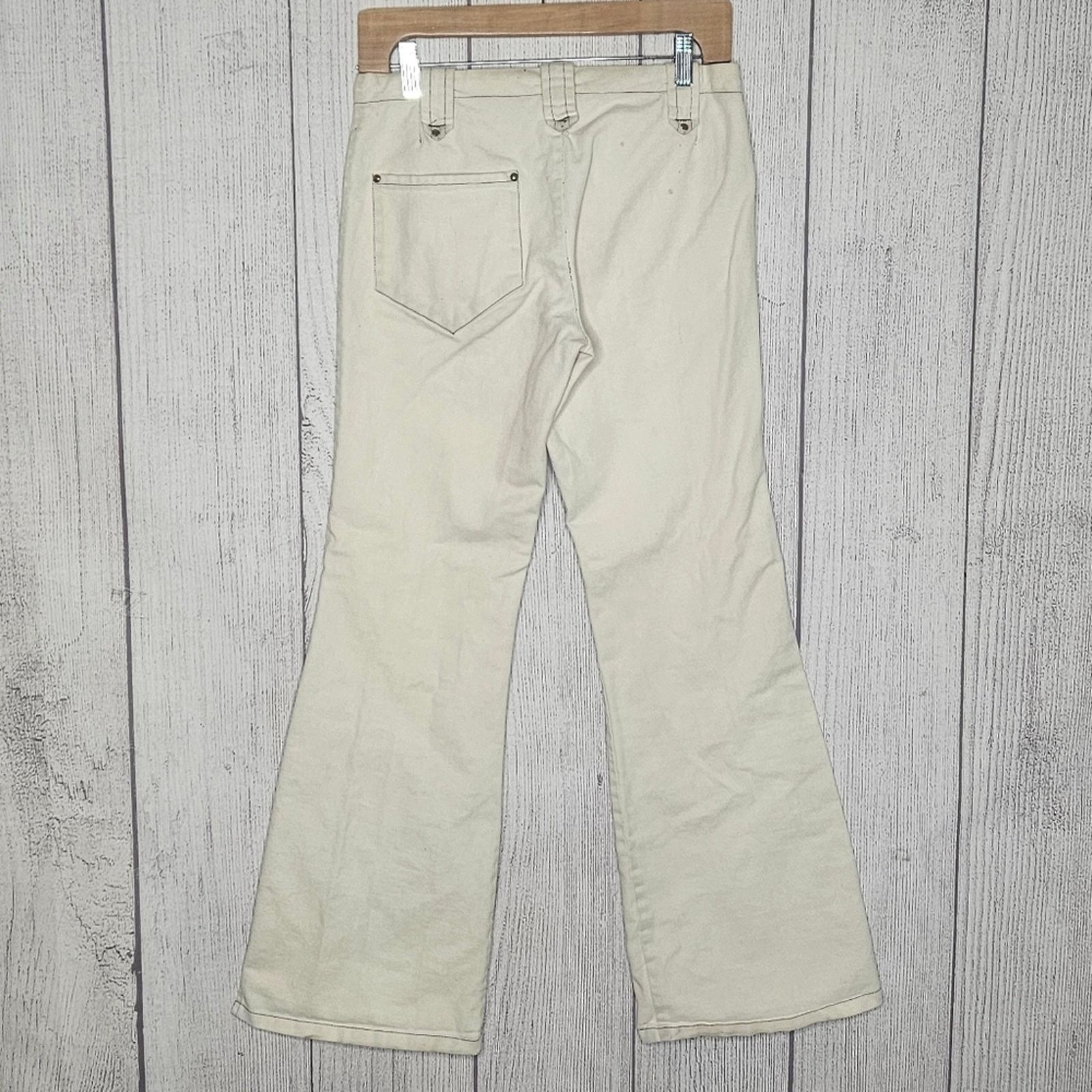 Vintage VTG 60s 70s Unbranded Snap Front White Flared Sailor Pants Size 28" / US 6 / IT 42 - 6 Thumbnail