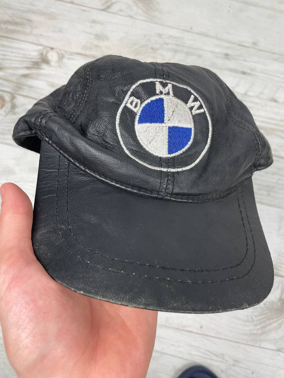 BMW Vintage BMW Leather Cap Hat Big logo 90s Racing Nascar Size ONE SIZE - 2 Thumbnail