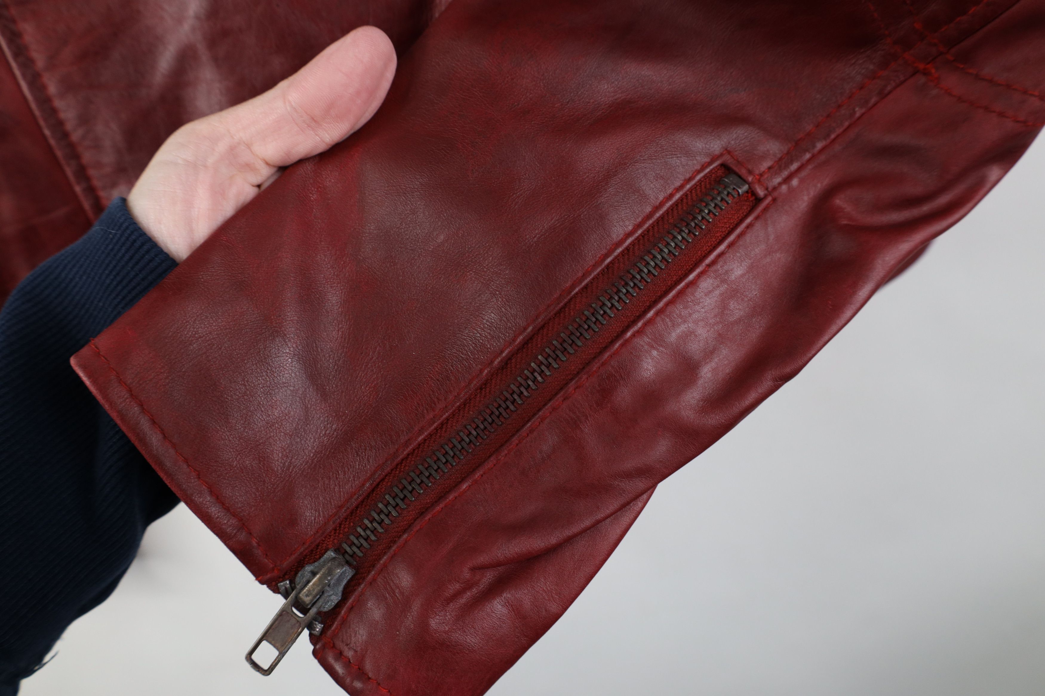 Vintage Vintage Streetwear Zip Leather Motorcycle Jacket Red Size L / US 10 / IT 46 - 4 Thumbnail