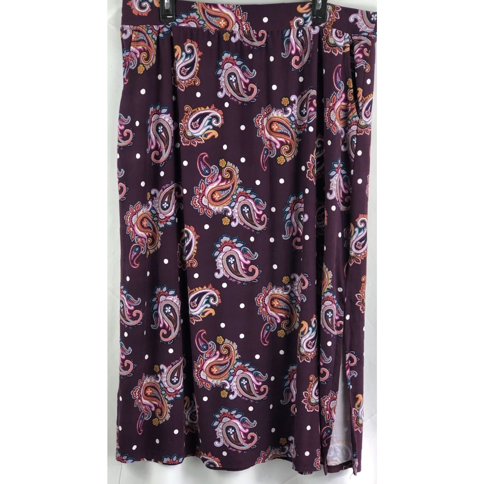 Vintage Terra & Sky Straight Midi Skirt 16/18W Purple Paisley Pockets 36"W Career Boho Size 40" / US 18 - 2 Thumbnail