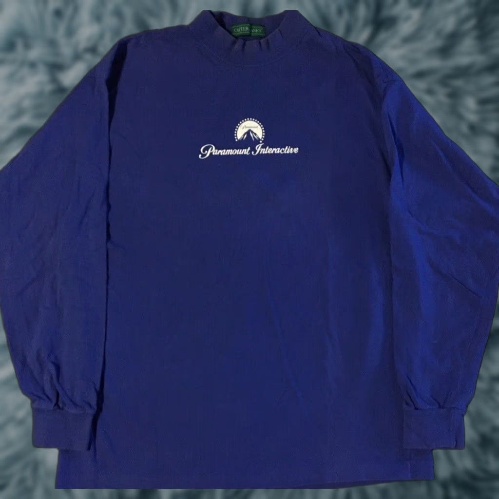 Vintage VINTAGE Paramount Pictures 90s Faded Promo Shirt M Long Sleeve Mock Neck Blue Men T-Shirt Grunge Movie TV Show Hollywood Size US M / EU 48-50 / 2 - 1 Thumbnail