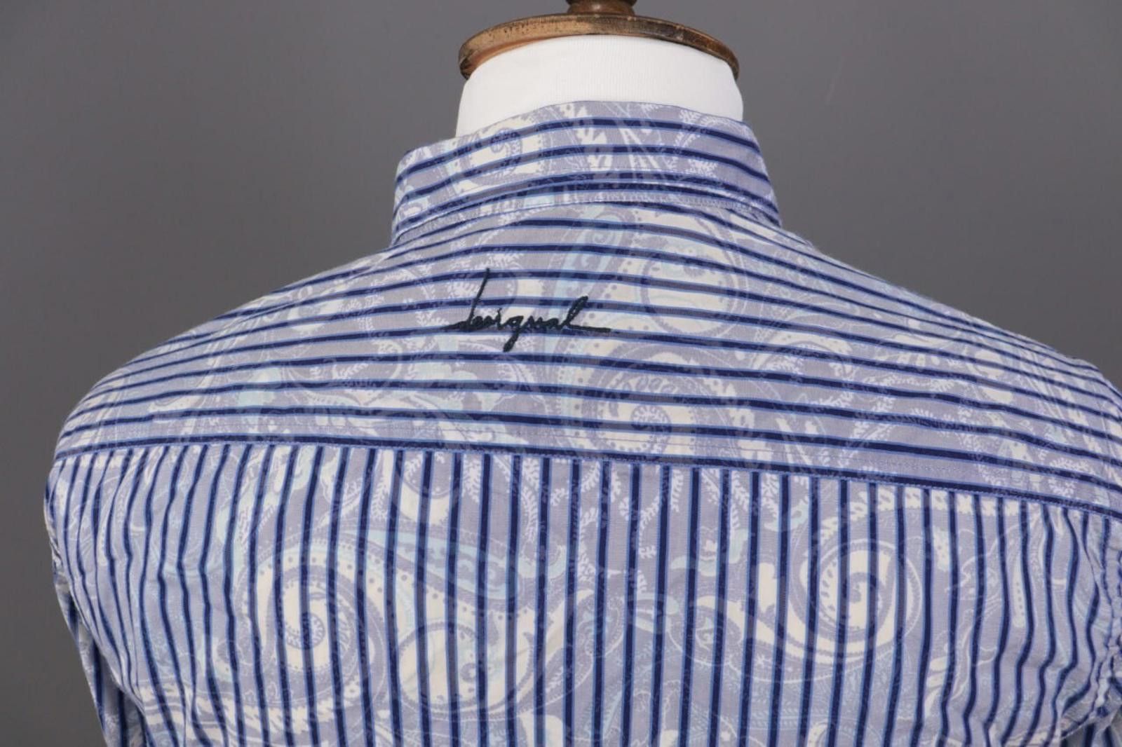 Desigual Desigual Regular Blue Striped Jasquard Down Shirt Size L Size US L / EU 52-54 / 3 - 10 Thumbnail