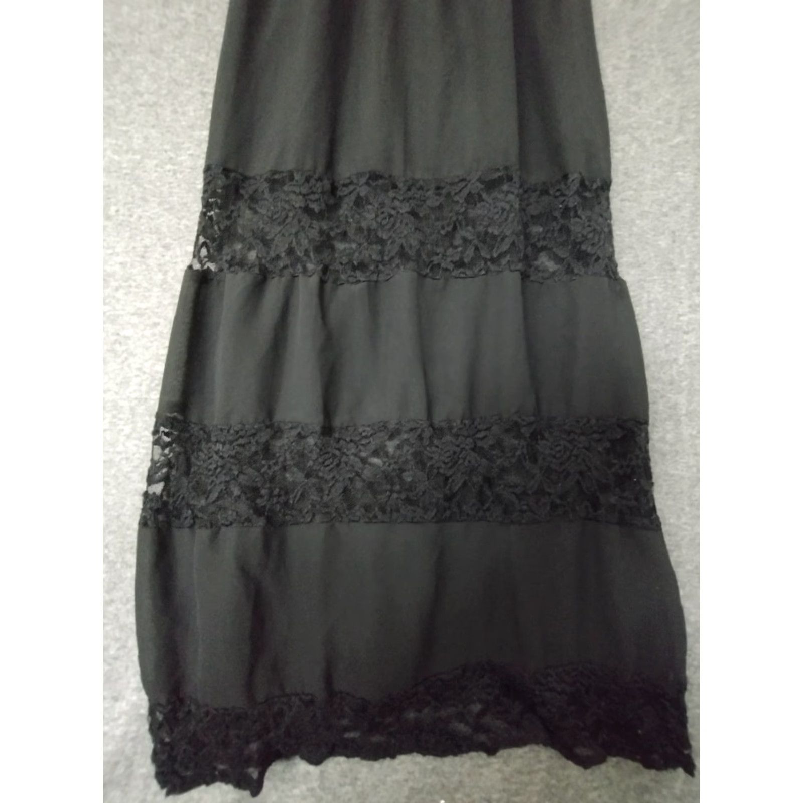 Vintage VINTAGE Wet-seal Maxi Dress Women’s M Halter Sleeveless Black Ruffle Slim Partially Lined Side Slit Bohemian Sexy Dress Maxi Size M / US 6-8 / IT 42-44 - 3 Thumbnail