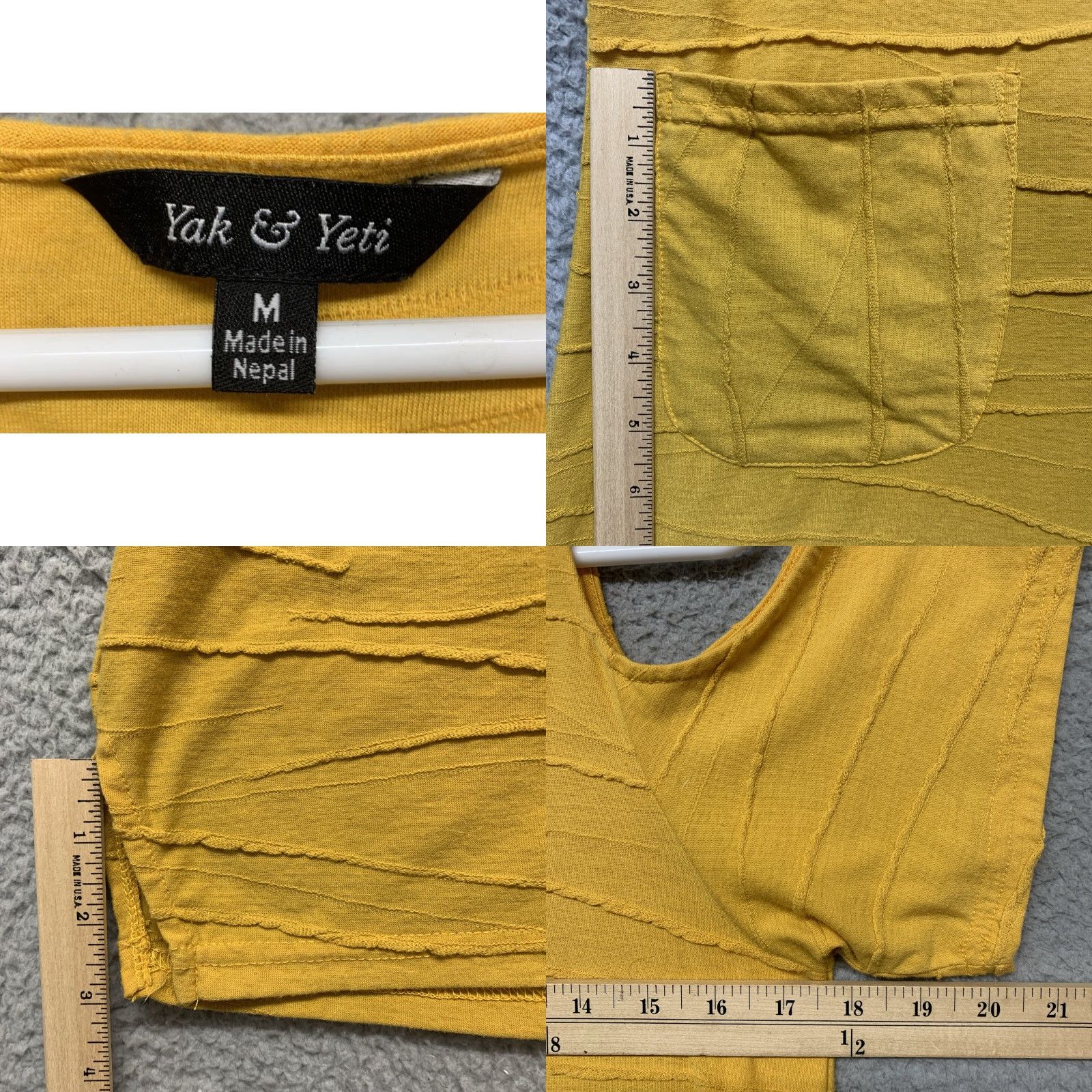Yeti Yak & Yeti Women’s Dress Mustard SZ M 3” Side Slit 1 Pocket Drop Shoulder Casual Knee Length Short Sleeve Size M / US 6-8 / IT 42-44 - 8 Thumbnail