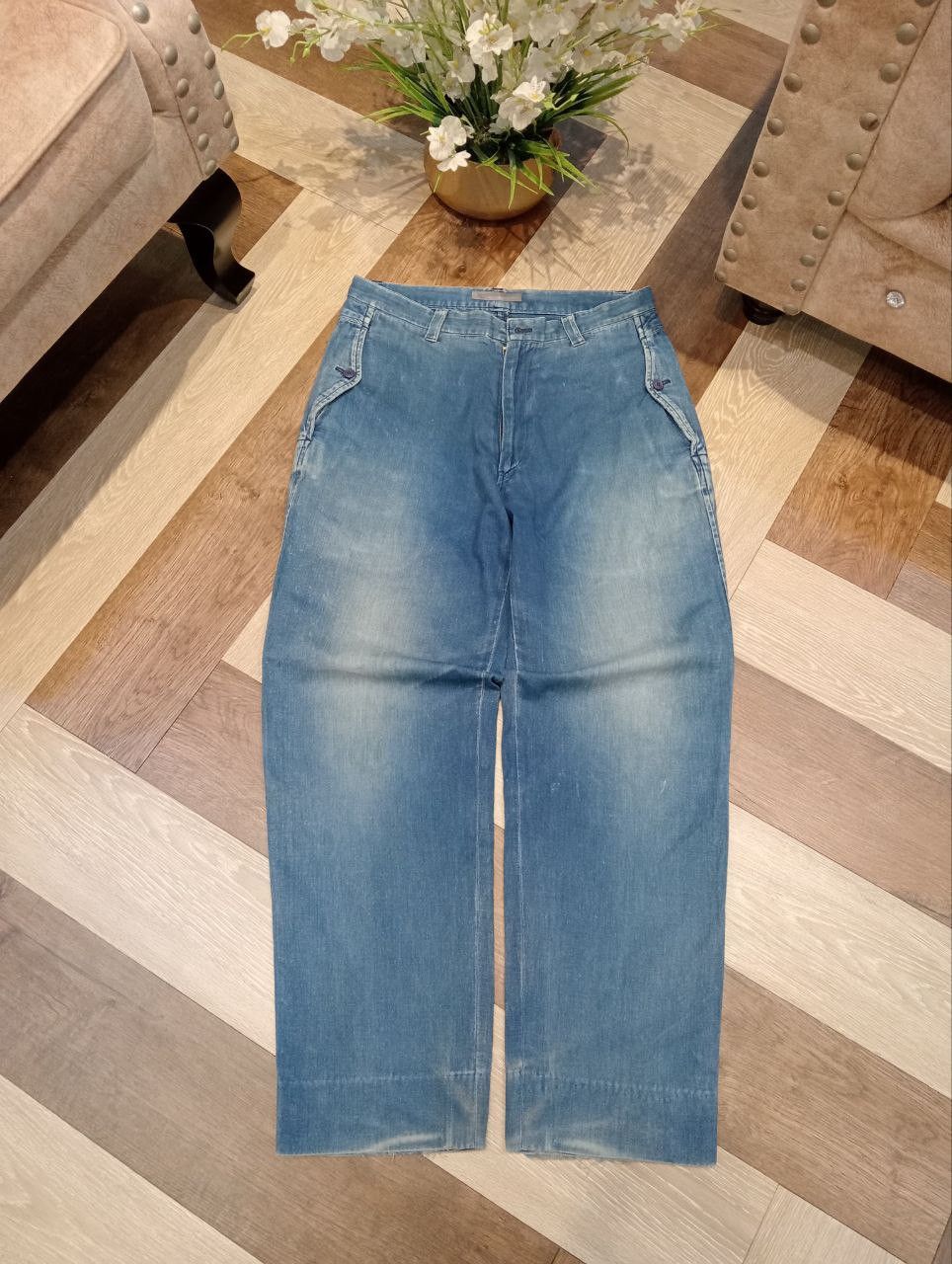 Issey Miyake RARE ISSEY MIYAKE VINTAGE DISTRESSED DENIM TROUSERS PANTS Size US 31 - 1 Thumbnail