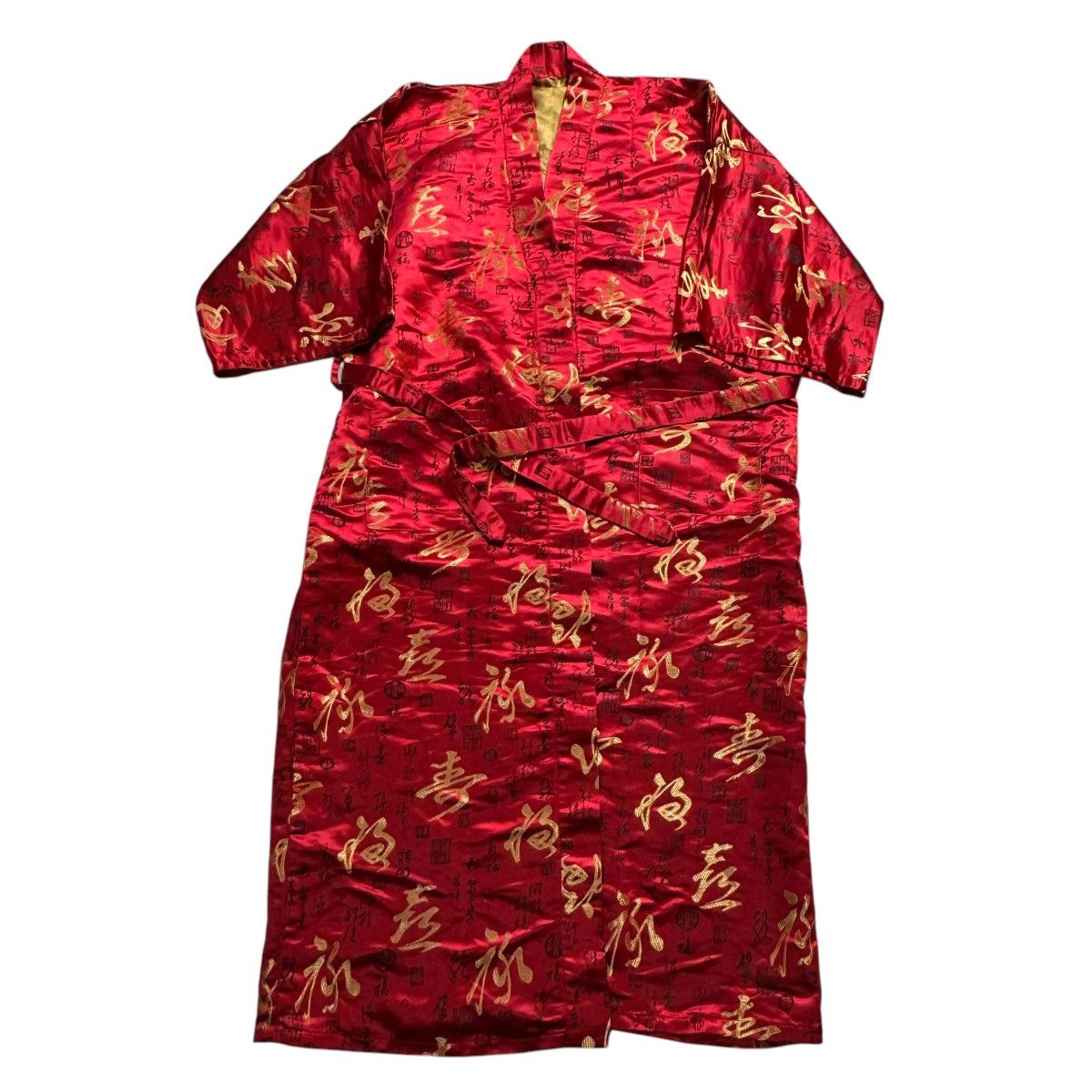 Vintage Silver Dragon Red/Gold Kimono Robe Size L Silky Shine Size L / US 10 / IT 46 - 3 Thumbnail