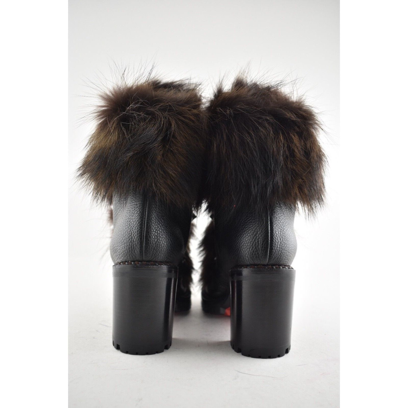 Christian Louboutin Christian Louboutin Fanny Black Brown Fur Leather Tie Heel Size US 4 / IT 34 - 11 Thumbnail