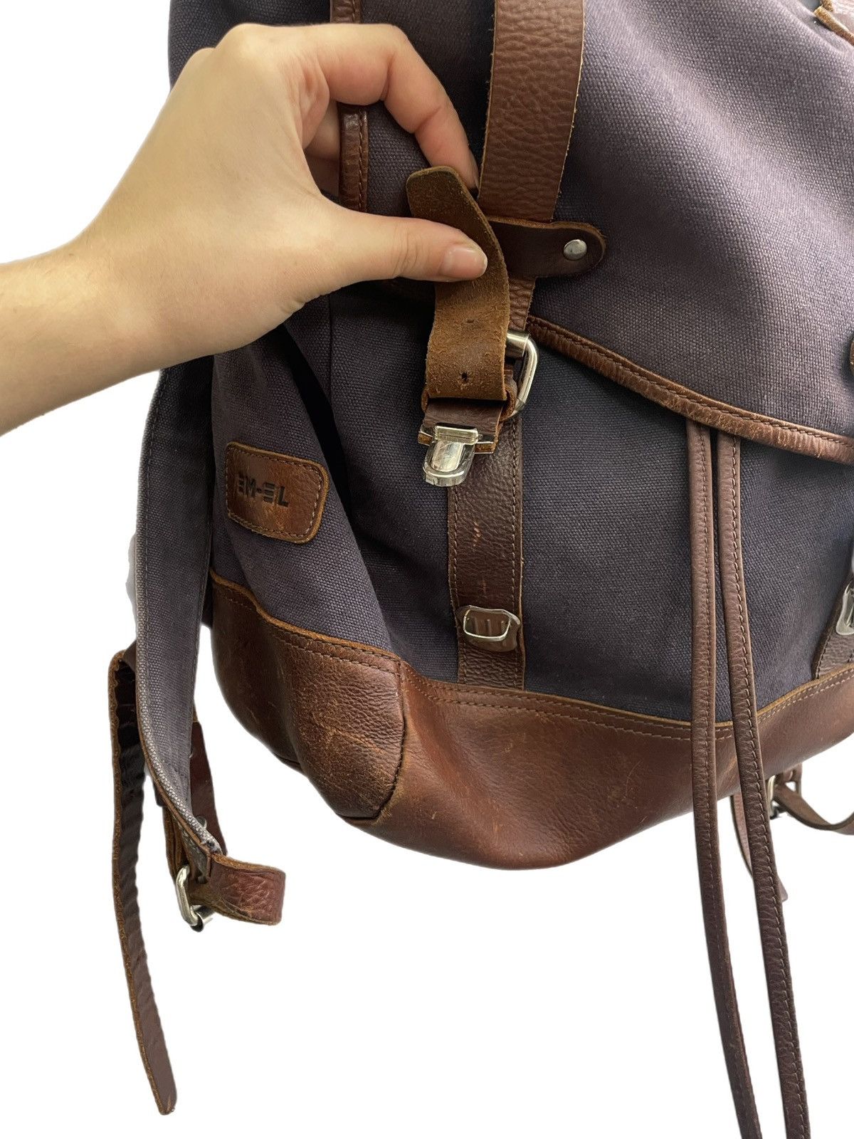 Japanese Brand Diesel style canvas leather backpack Y2K explorer style 90s Size ONE SIZE - 6 Thumbnail