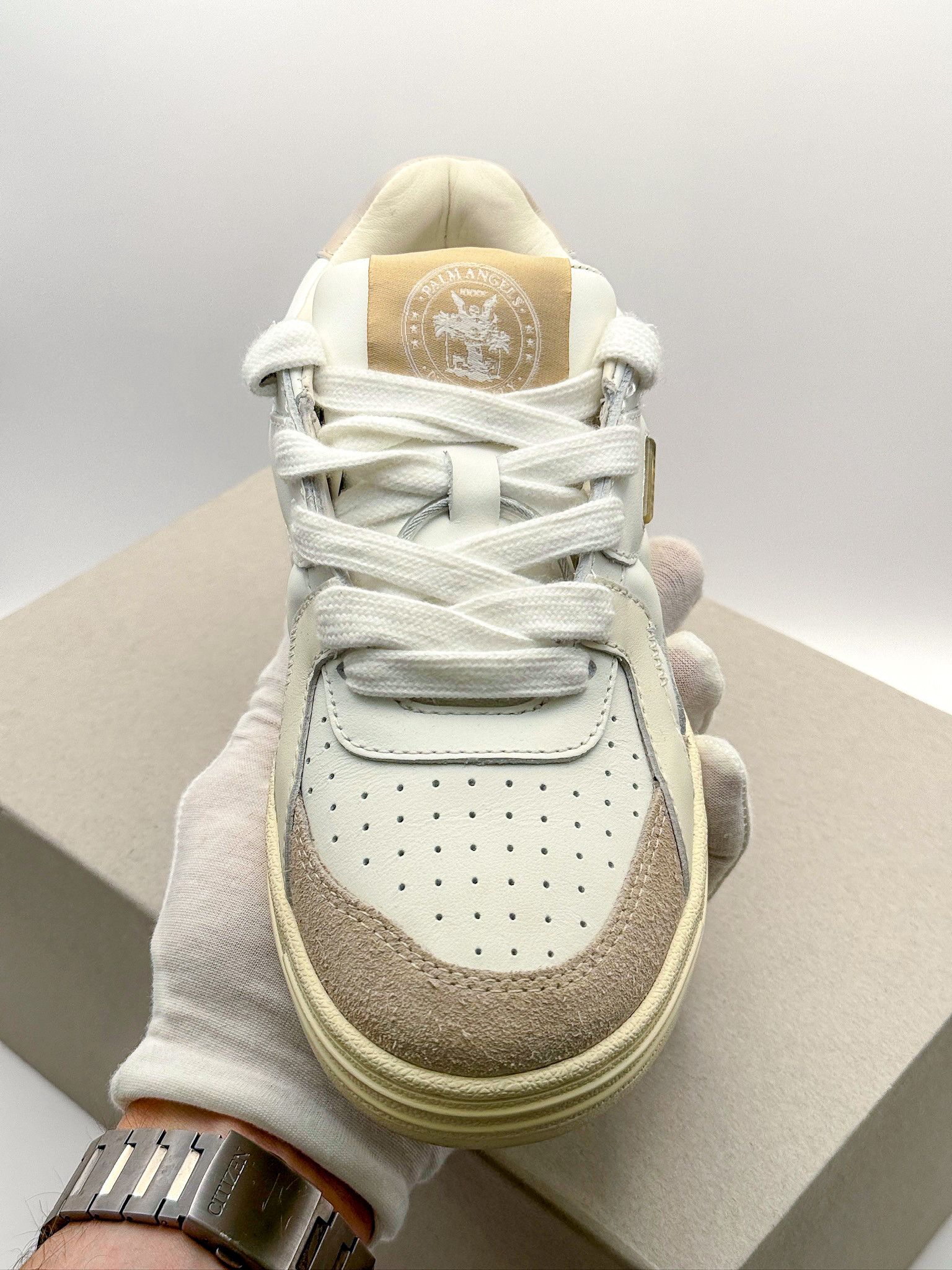 Palm Angels Palm Angels University White Beige Luxury Sneakers Size US 6 / IT 36 - 7 Thumbnail