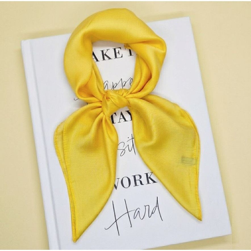 Other Elegant Bandana CLASSIC Yellow Hijab Square Scarf Solid prin Size ONE SIZE - 1 Thumbnail