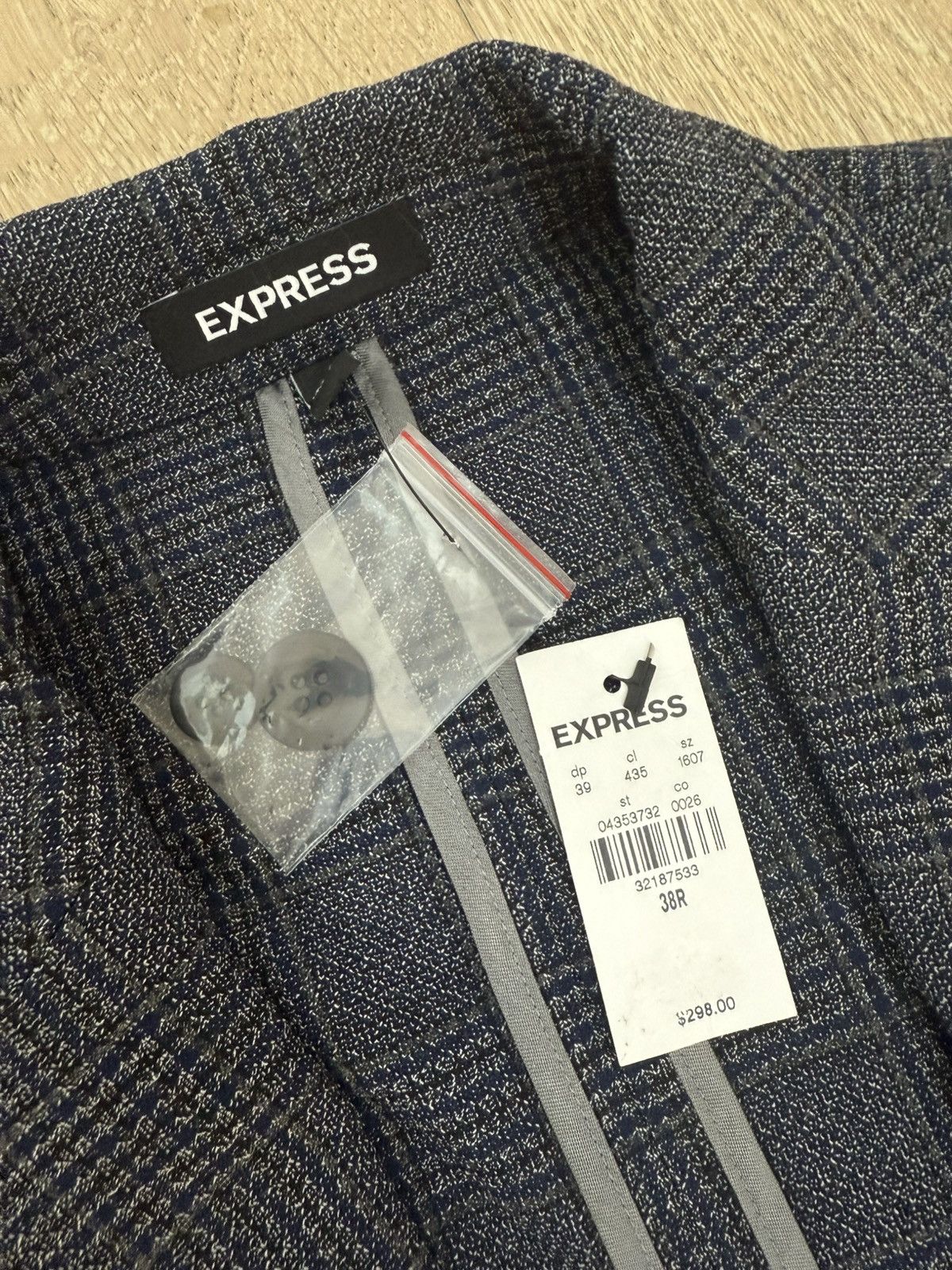 Express Express Slim Navy Wool Blend Suit Jacket 38R Size 38R - 3 Thumbnail