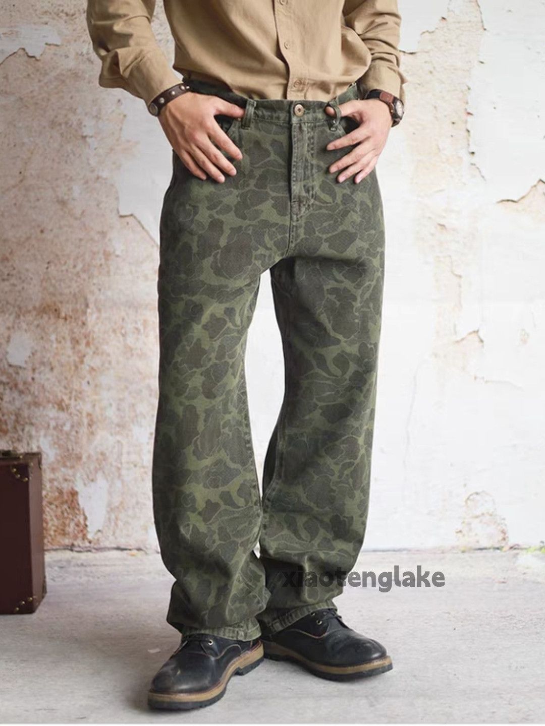 Designer × Japanese Brand × Vintage washed faded outdoor workwear carpenter camo pants Size US 32 / EU 48 - 1 Thumbnail