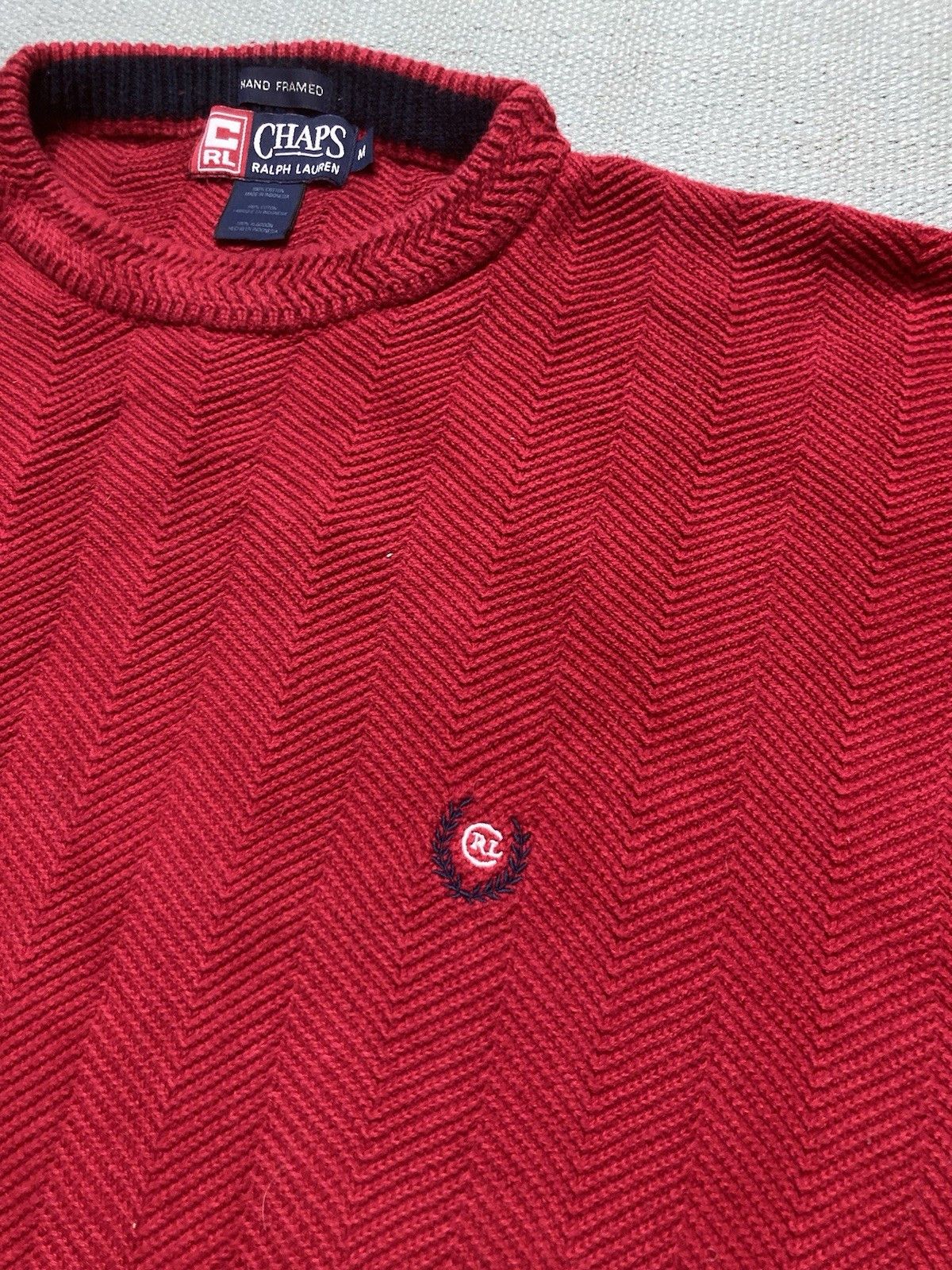 Vintage chaps Ralph Lauren knit sweater hand framed herringbone M Size US M / EU 48-50 / 2 - 3 Thumbnail
