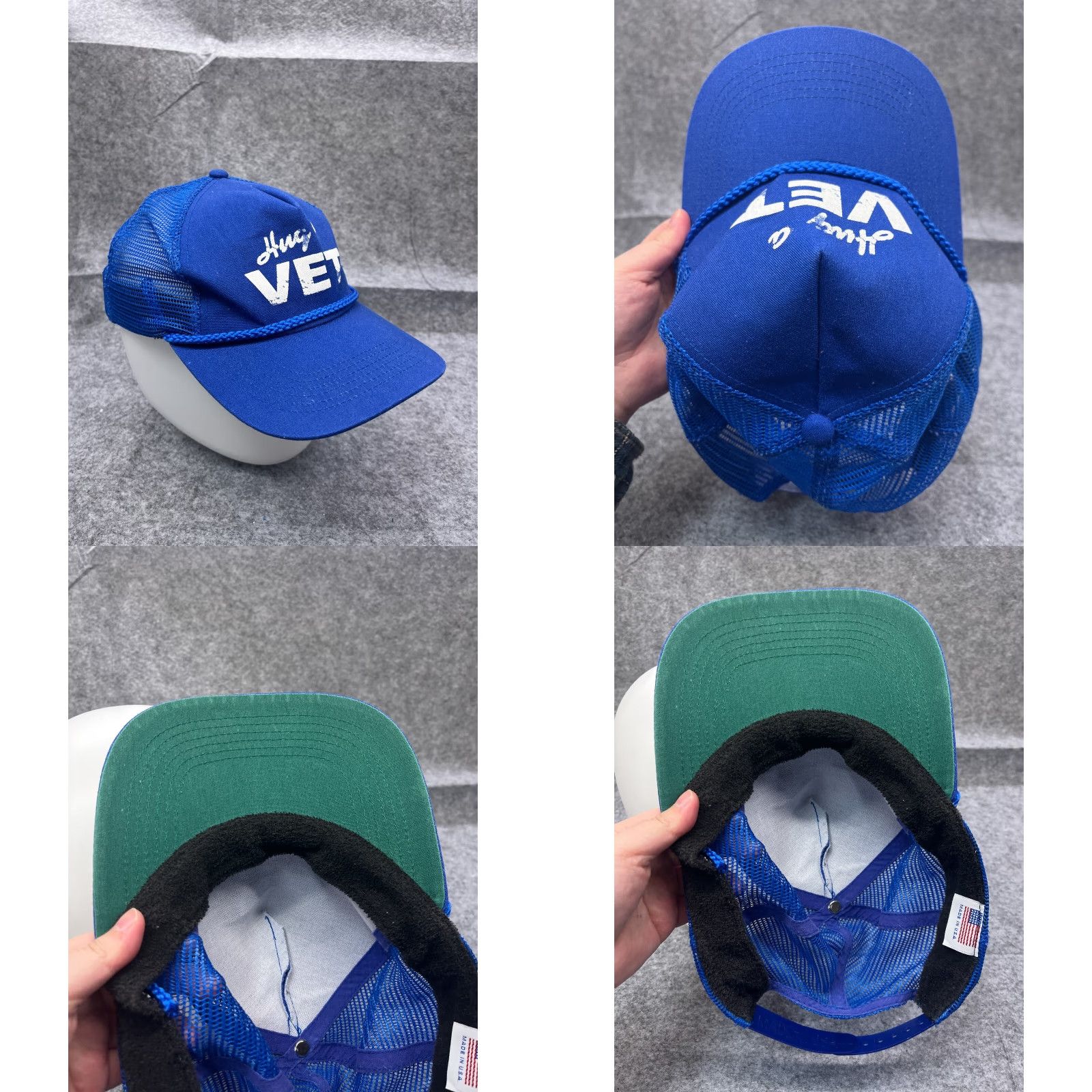 Vintage Hug A Vet Hat Cap Snap Back Adult One Size Blue Polyester Hatch Trucker Made USA Size ONE SIZE - 8 Thumbnail