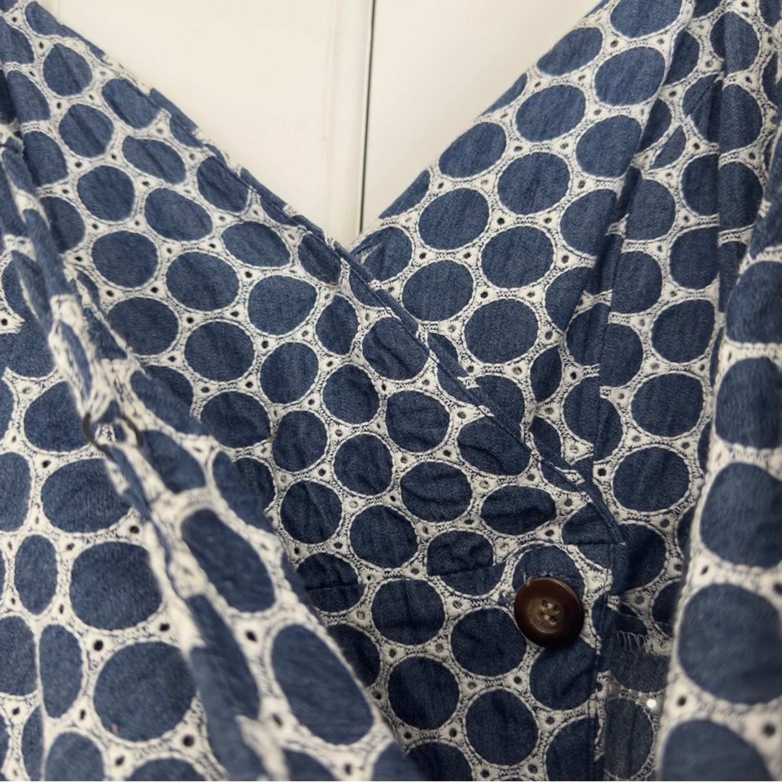 Other Waverly Grey Button Down Eyelet Circle Pattern Mini Dress S Size S / US 4 / IT 40 - 8 Thumbnail