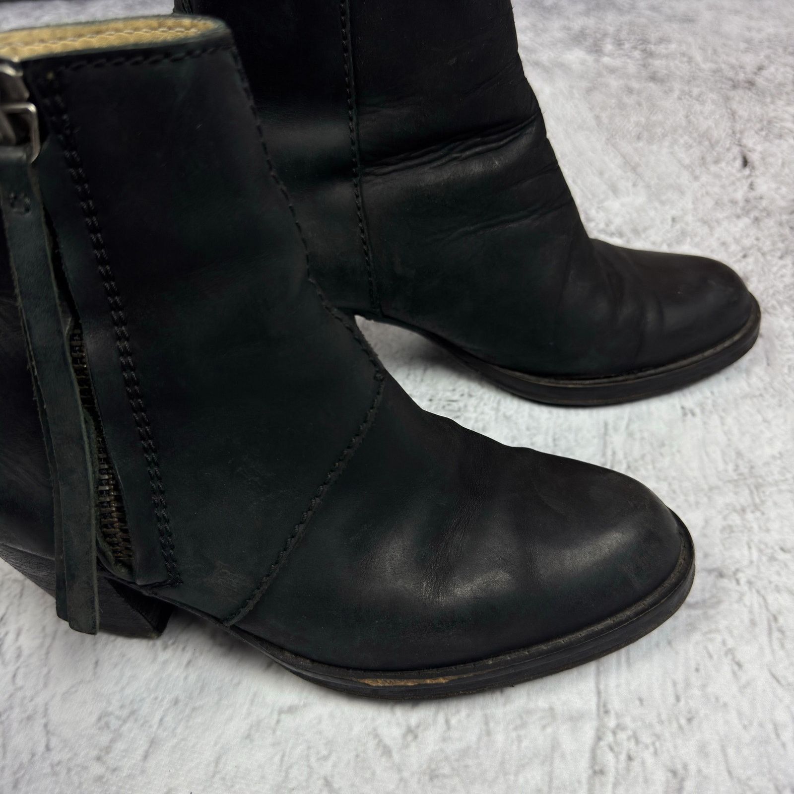 Acne Studios Acne Piston Womens Black Leather Side Zip Block Heel Boot 36 Size US 6 / IT 36 - 3 Thumbnail