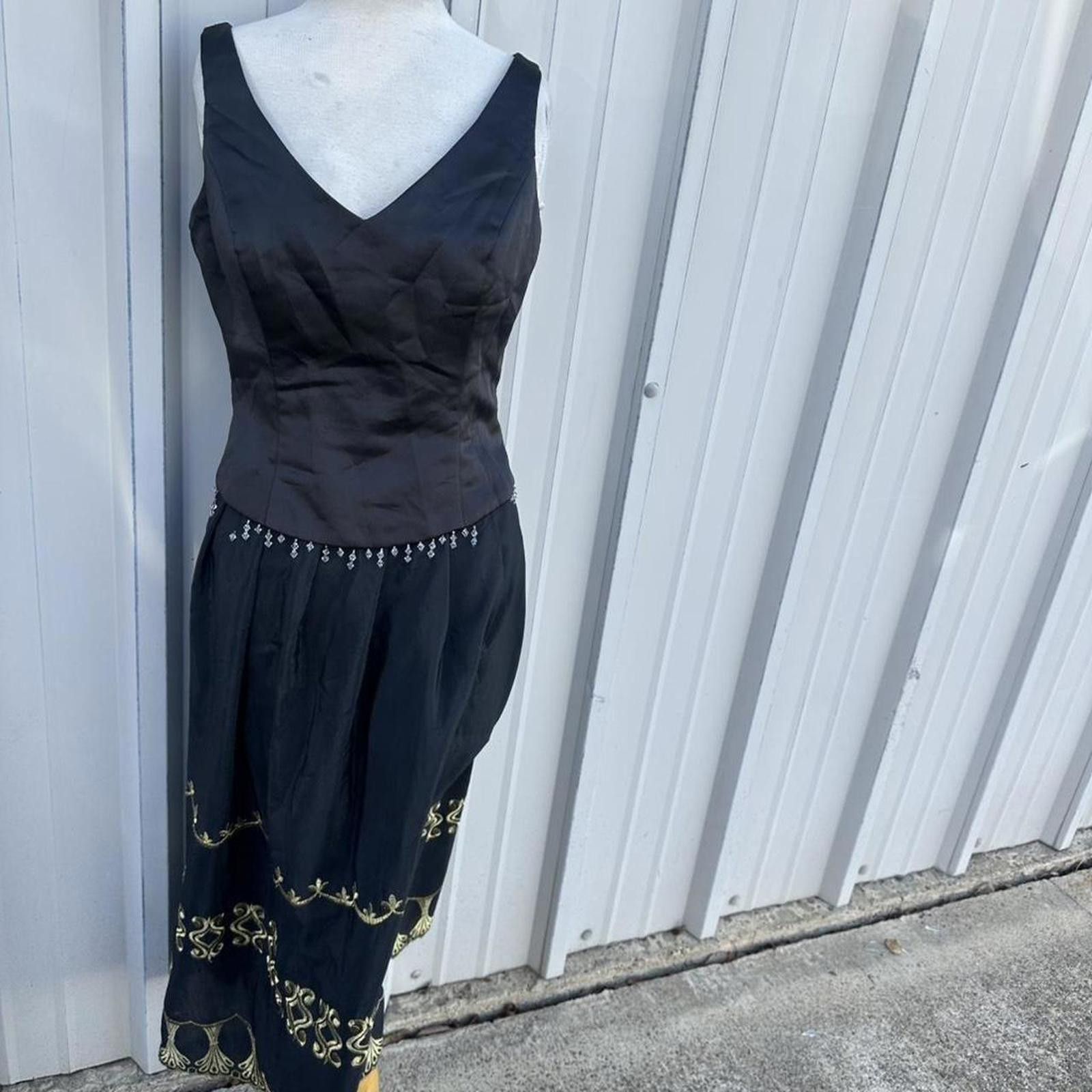 Other Black midi skirt maxi embroidery vintage onesize #glamour Size 30" / US 8 / IT 44 - 4 Thumbnail