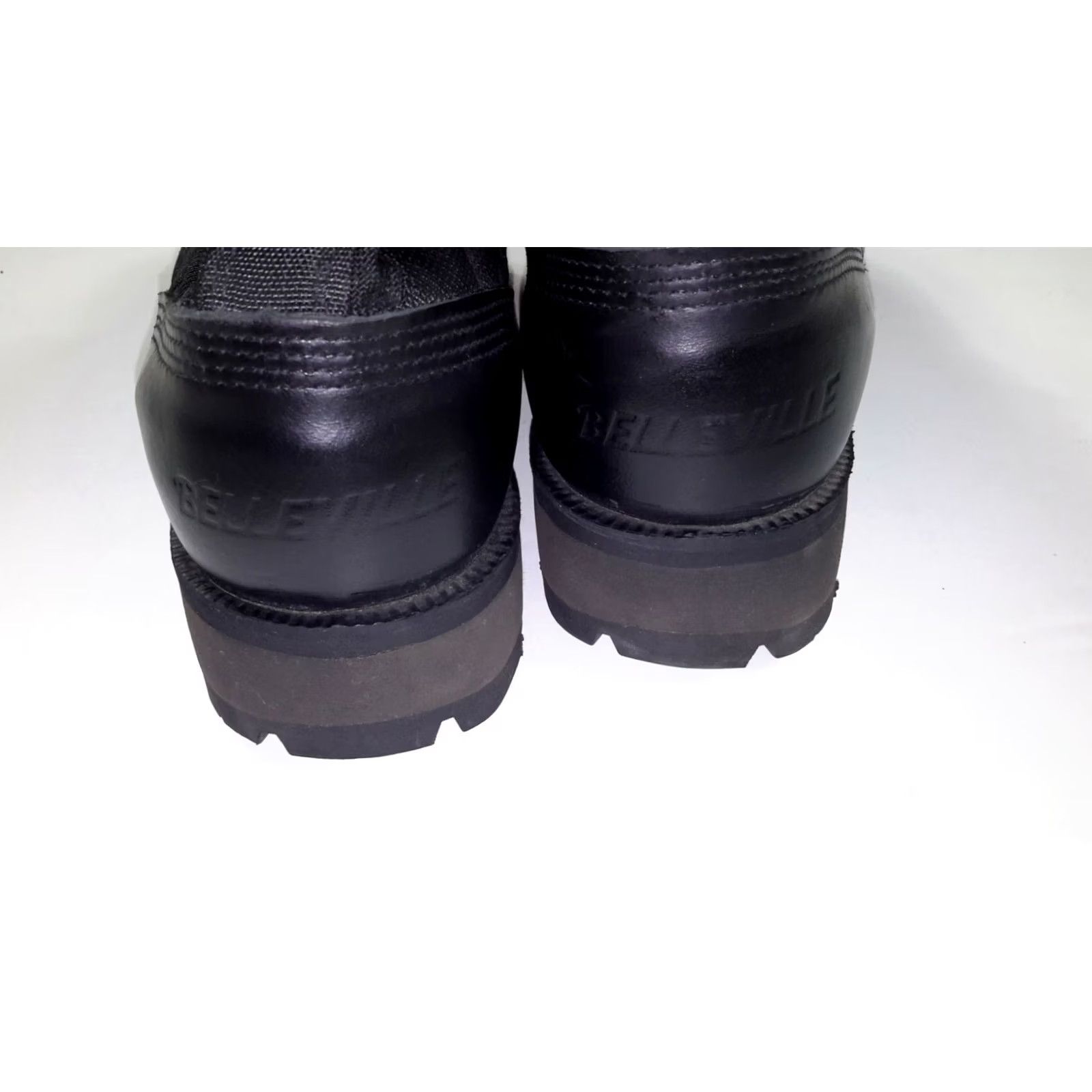 Vintage VINTAGE? No — Belleville Combat Boots Leather Black Steel Toe Mens 6 W 220 TRP ST Black Leather Canvas Wide Rubber Sole 220 90s Theme: Tropical? Size US 6 / EU 39 - 4 Thumbnail