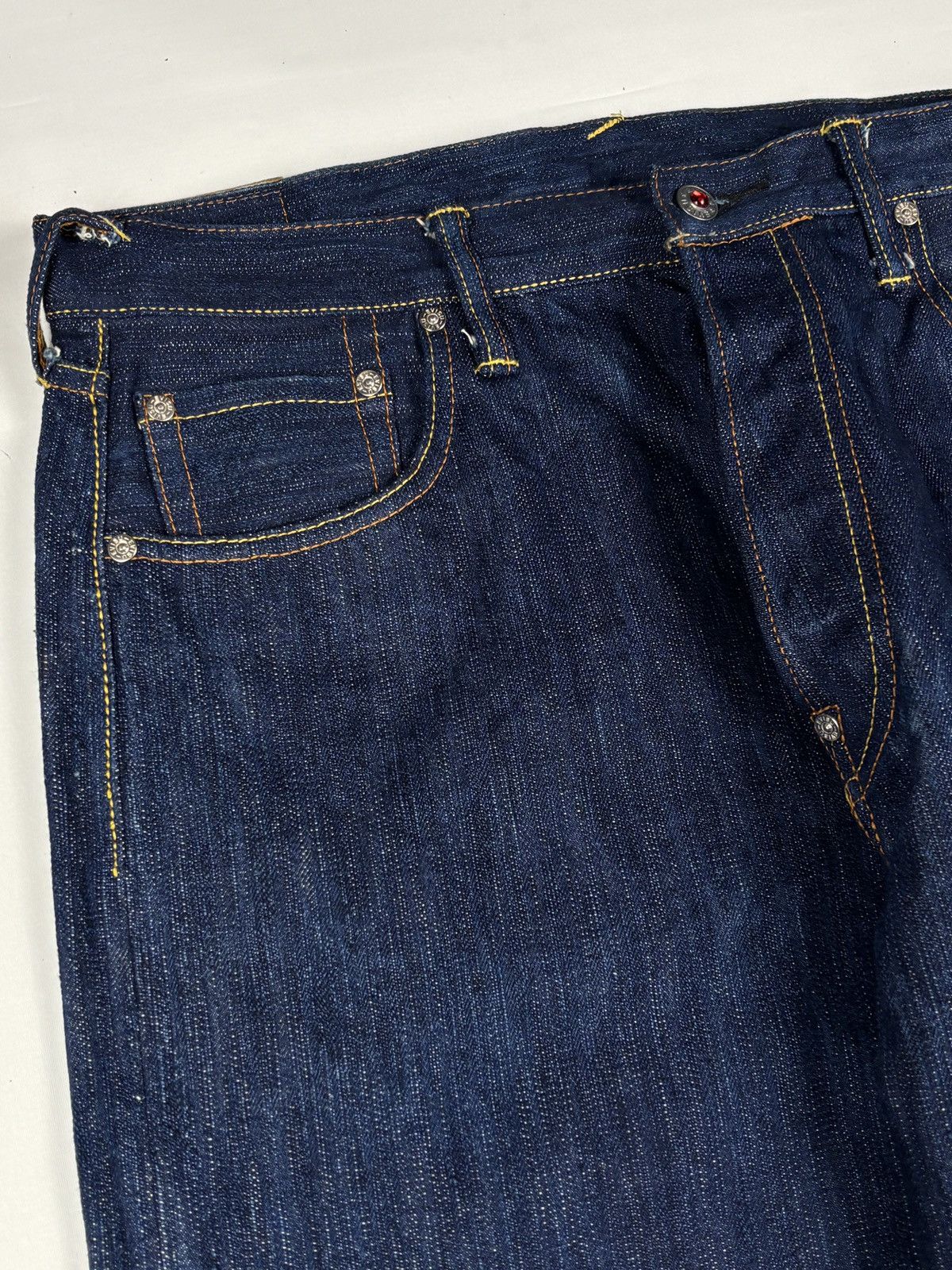 Evisu Striped Daicock Print Selvedged Jeans Size US 34 / EU 50 - 7 Thumbnail