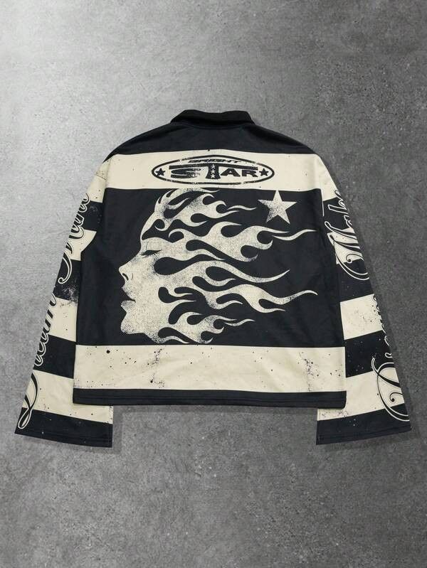 Japanese Brand Street Stripes & Flame Head Long Sleeve T-Shirt Size US L / EU 52-54 / 3 - 2 Thumbnail
