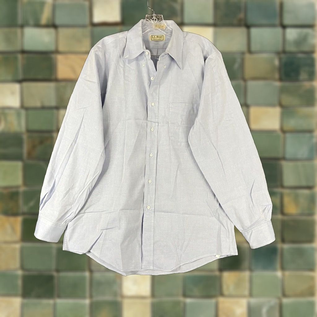 Vintage VINTAGE L.L. Bean Dress Shirt Men Long Sleeve 16 Blue Business Casual Size 42R - 1 Thumbnail
