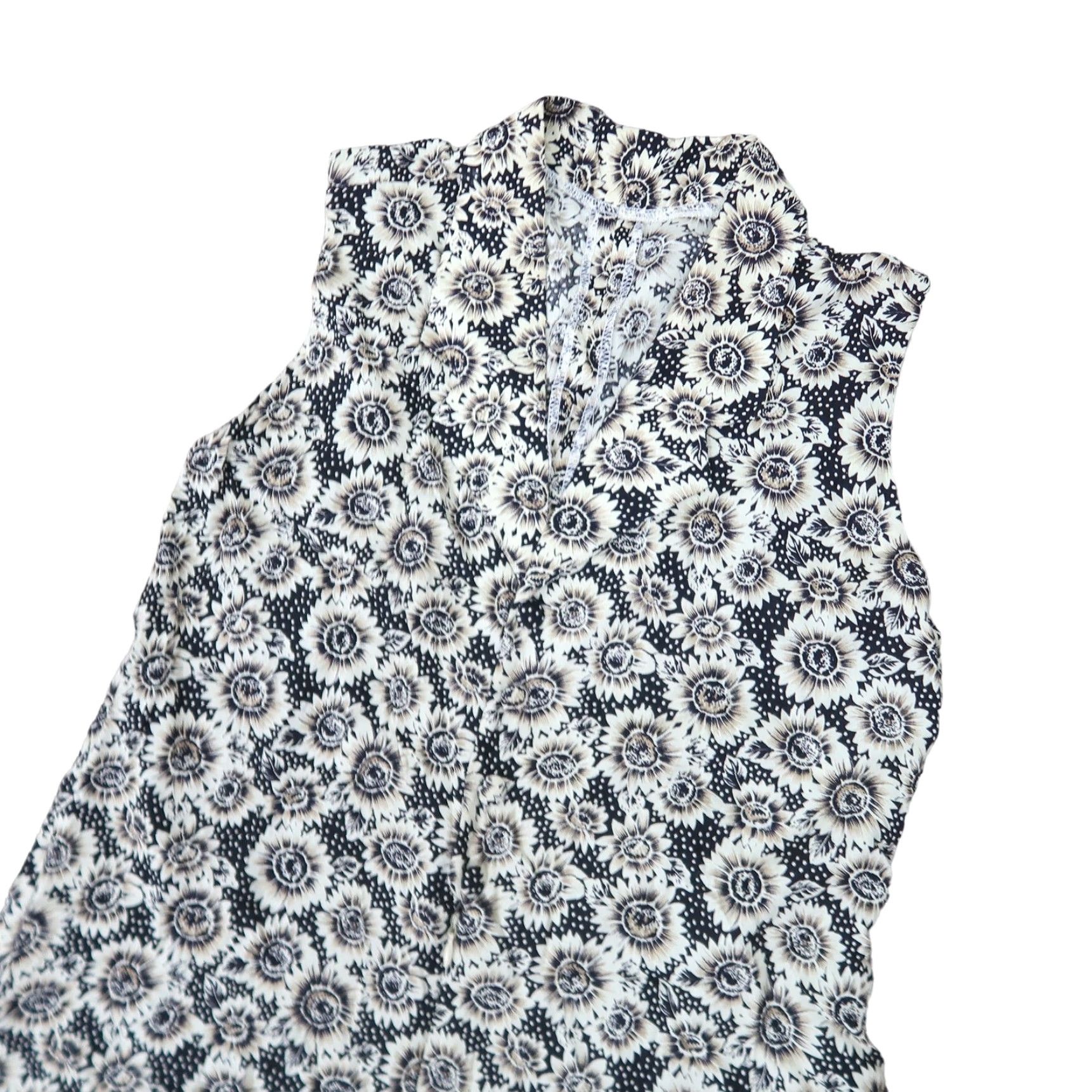 Sunflower Vintage 90s Tan and Black Sunflower Floral Print Wide Leg Jumpsuit XS User: Vintage 90s Tan and Black Sunflower Floral Print Wide Leg Jumpsuit XS Size 26" / US 2 / IT 38 - 2 Thumbnail