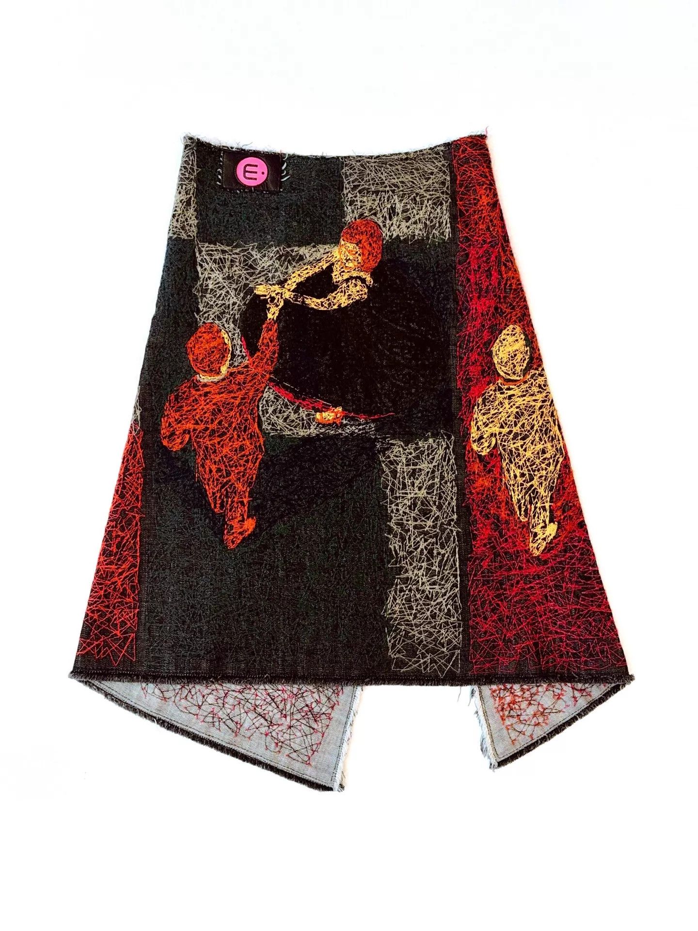 Vintage Vintage Japanese Fusai Enbu Embroidered Denim Skirt Size 26" / US 2 / IT 38 - 2 Thumbnail