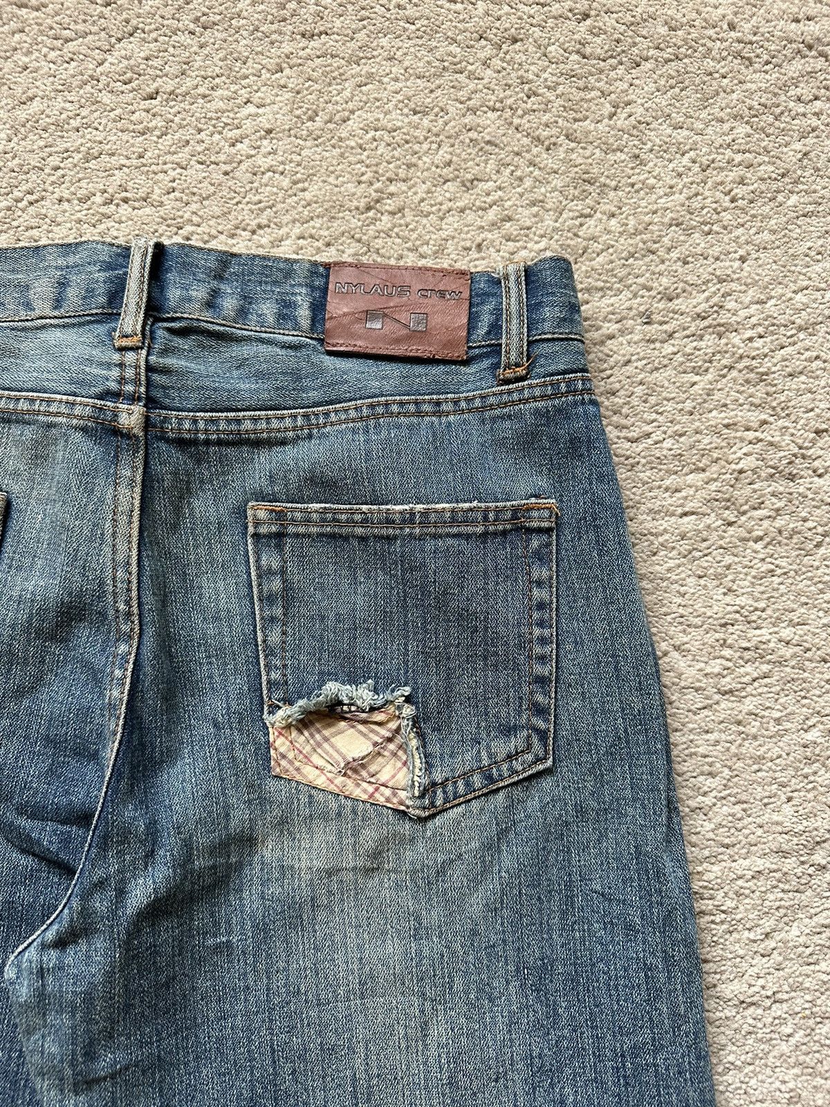 Japanese Brand 1990s Nylus Crew Design Work Distressed Jeans Size US 34 / EU 50 - 8 Thumbnail