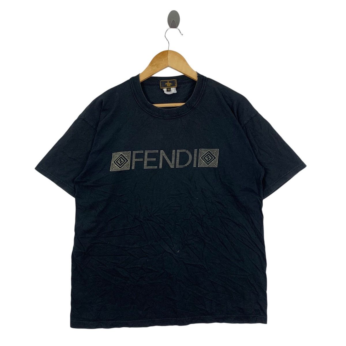 Vintage 90s FENDI ITALY Uomo Front Print Short Sleeve Tshirt