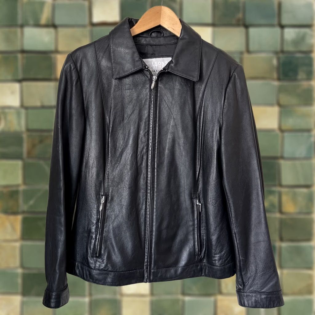 Vintage Wilsons Leather Maxima Jacket Womens Large Black Thinsulate Lined Zip Pockets Jacket Size L / US 10 / IT 46 - 1 Thumbnail