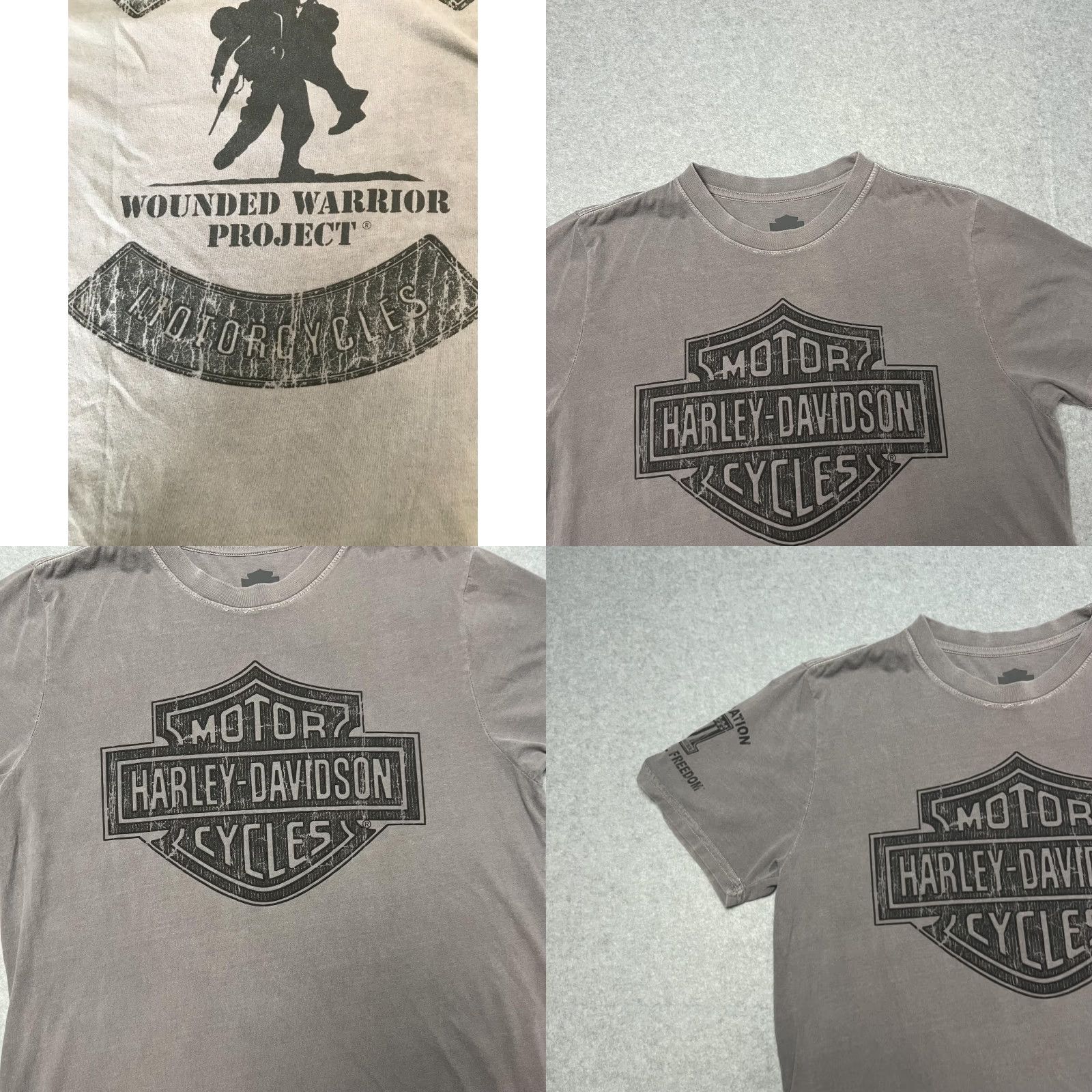 Harley Davidson Harley-Davidson Shirt Mens Medium Gray Wounded Warrior Project Operation Freedom USA Graphic Print Crew Neck Short Sleeve T-Shirt Size US M / EU 48-50 / 2 - 8 Thumbnail