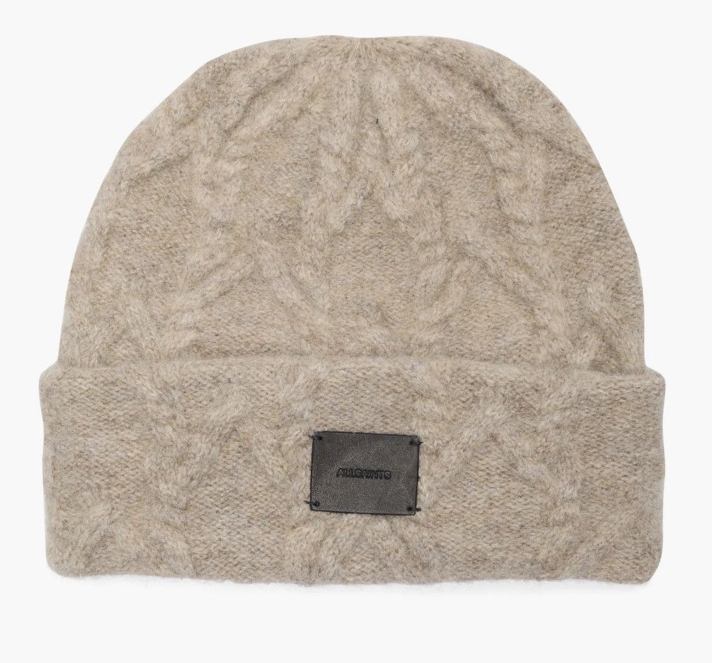 Allsaints AllSaints Cable Knit Beanie Hat Ganache Brown Marl Size ONE SIZE - 1 Preview