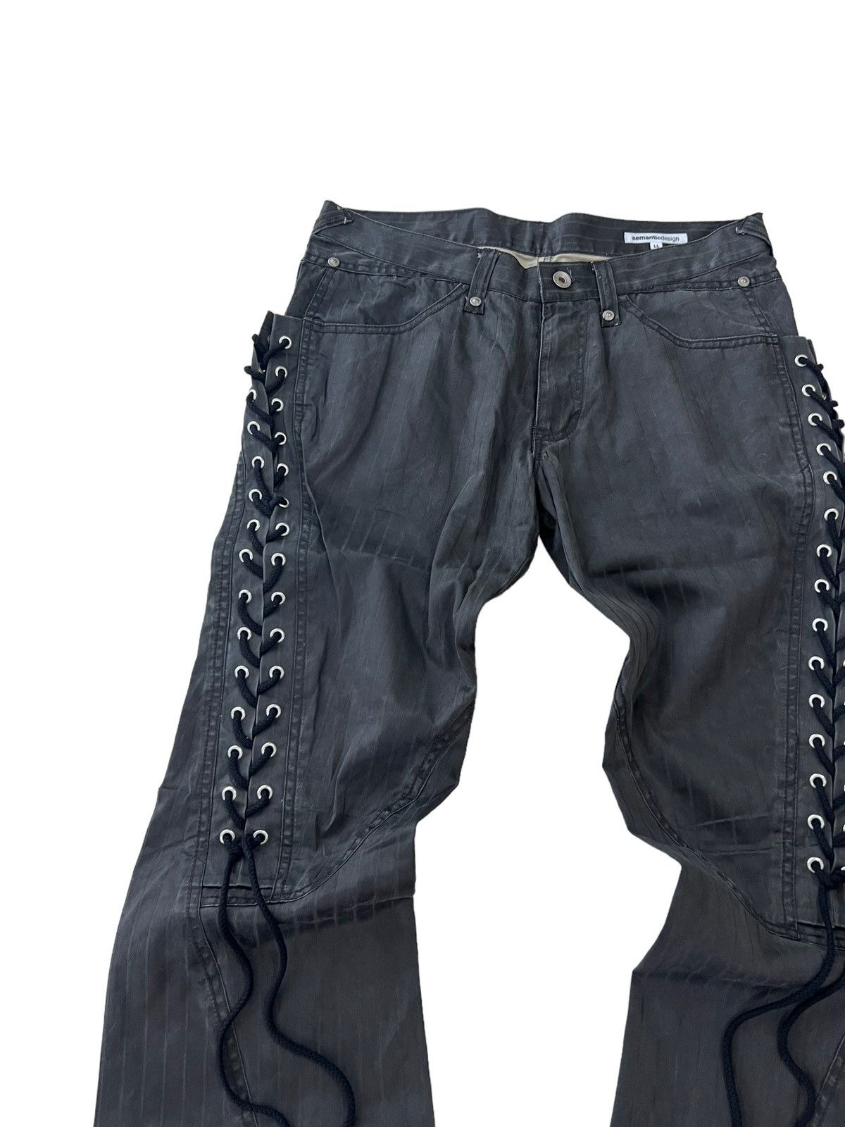 Japanese Brand Semantic Design Spiral Cut Flared Lace Up Jeans Size US 32 / EU 48 - 10 Thumbnail