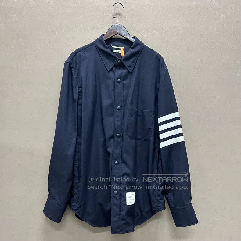Thom Browne Thom Browne Navy Blue Four Stripe Wool Jacket Size US L / EU 52-54 / 3 - 1 Thumbnail