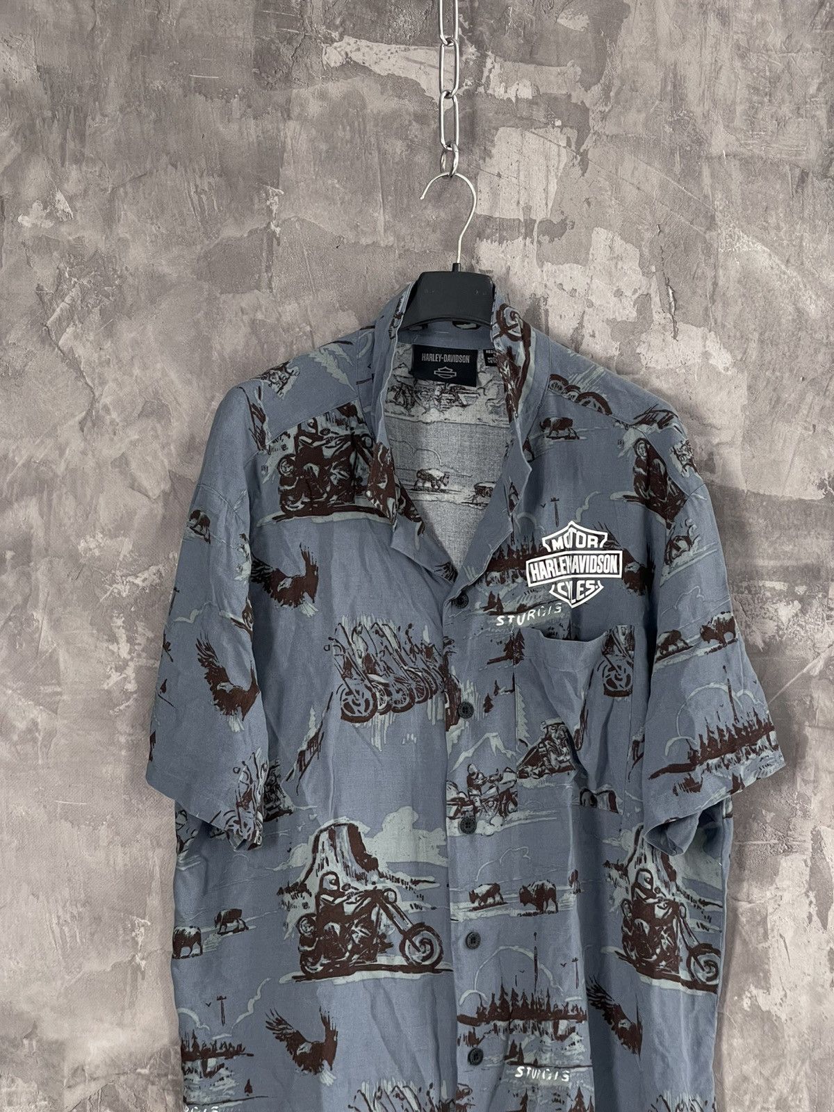 Harley Davidson × Vintage Vintage Y2K Harley Davidson Button Up Crazy Logo Shirt Size US L / EU 52-54 / 3 - 2 Thumbnail