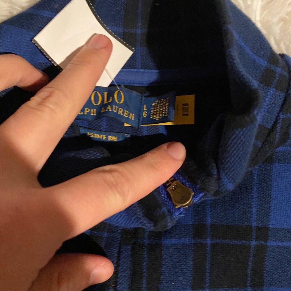 Polo Ralph Lauren Ralph Lauren Plaid Estate Rib Quarter Zip Pullover Blue Fla Size US L / EU 52-54 / 3 - 7 Thumbnail