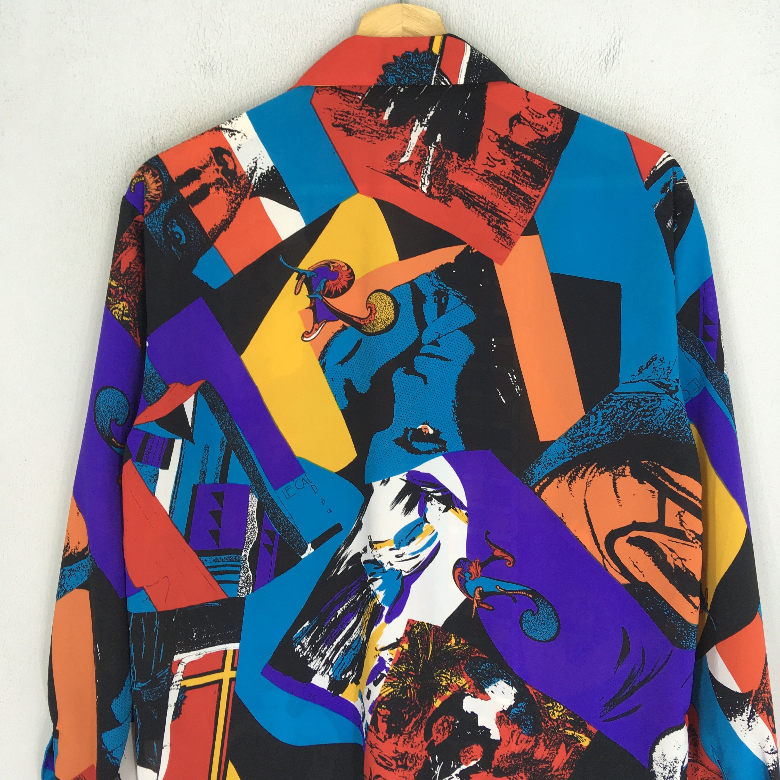Vintage Novelty Baroque Polyester Shirt Multicolor Pop Art