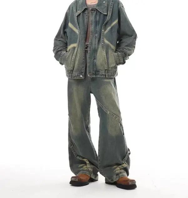 VIBE Vintage washed heavy-duty patchwork wide-leg jeans Size US 30 / EU 46 - 7 Thumbnail