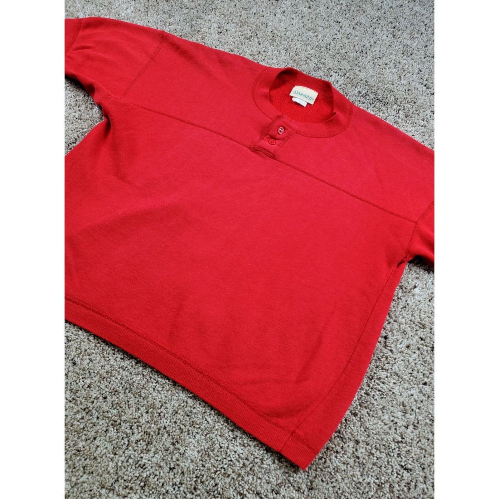 Vintage VINTAGE St. John's Bay Sweatshirt L Men Red Crew Neck 90s USA Pullover Short Sleeve Cotton Polyester Fleece Henley Button Classic Size US L / EU 52-54 / 3 - 2 Thumbnail