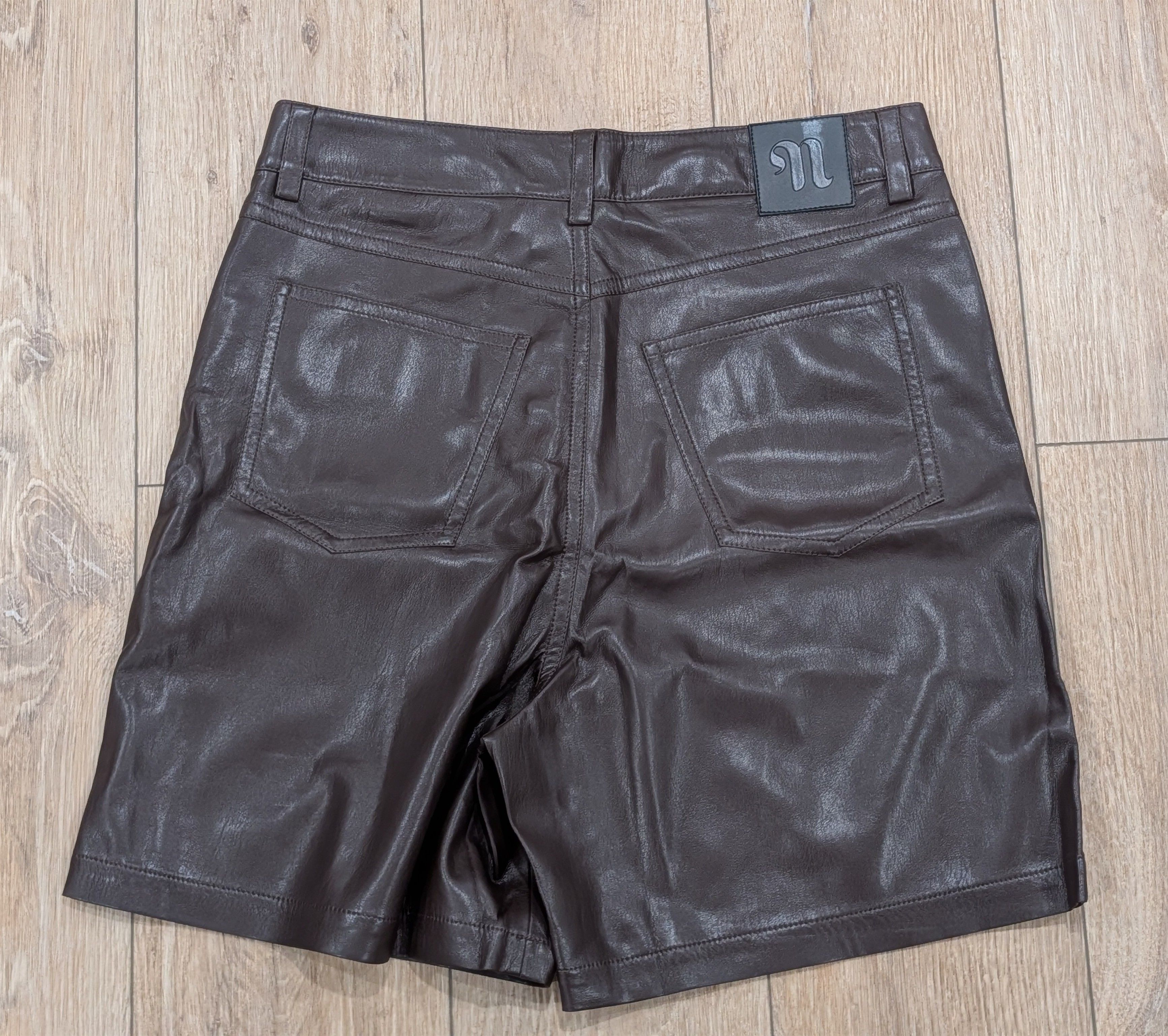 Nanushka NANUSKA "Novan" Leather Shorts Coffee Brown Medium Size US 32 / EU 48 - 3 Thumbnail
