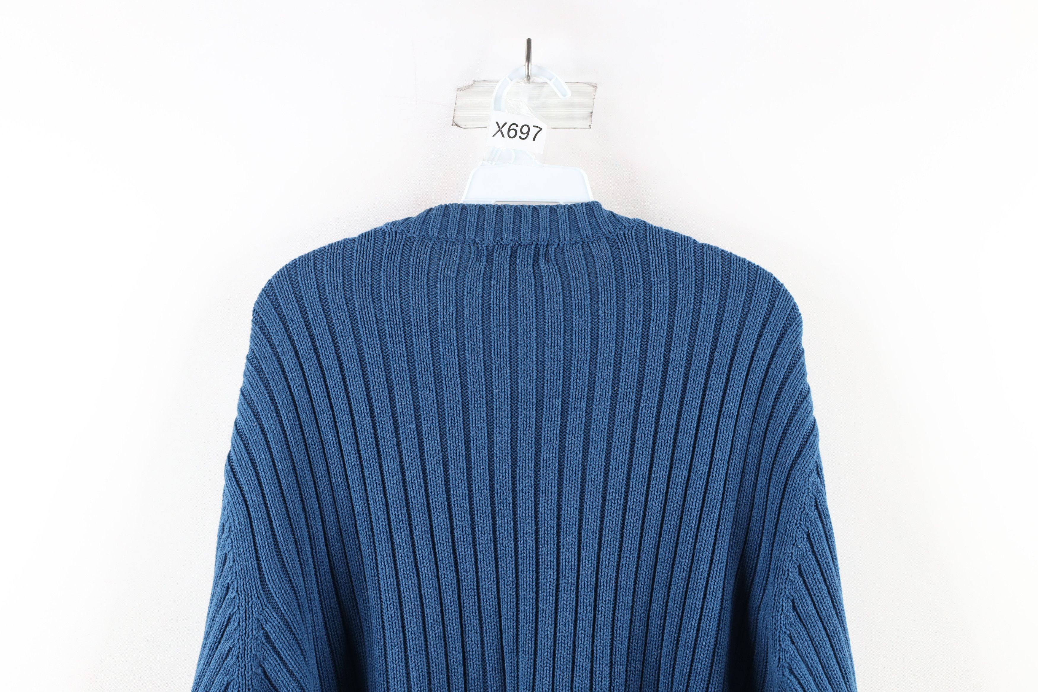 Vintage Vintage 90s Streetwear Ribbed Knit Crewneck Sweater Blue Size US L / EU 52-54 / 3 - 7 Thumbnail