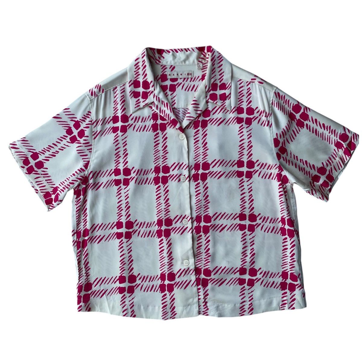 Marni × Uniqlo Uniqlo X Marni Oversized Open Collar Pink Checkered Pattern Size M / US 6-8 / IT 42-44 - 2 Thumbnail