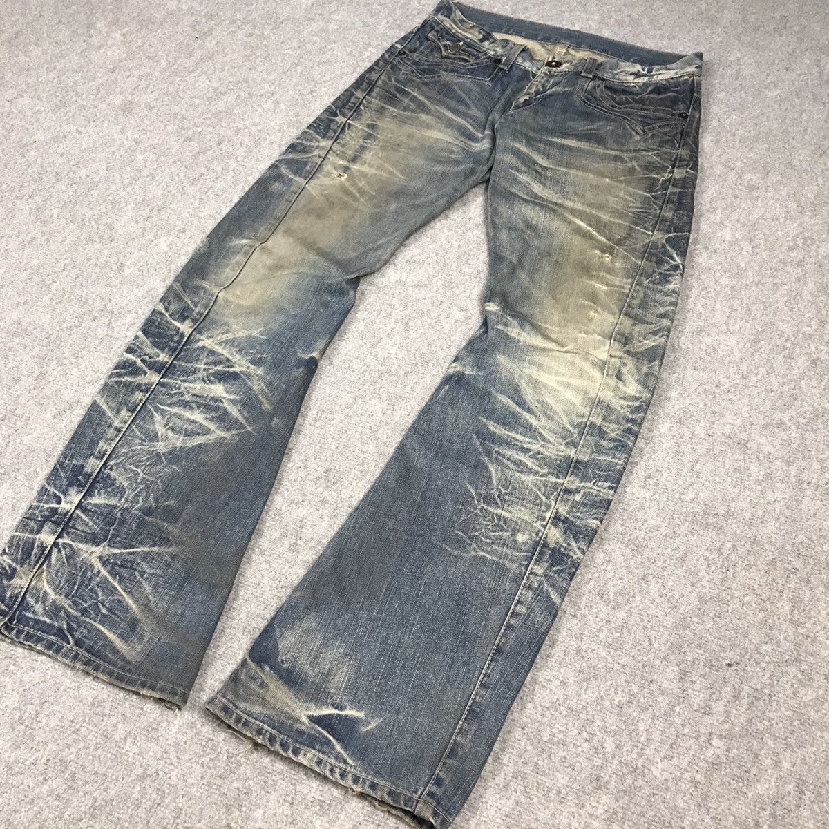 If Six Was Nine × Le Grande Bleu (L.G.B.) FALRE DENIM RATTLE TRAP BOOTCUT DISTRESSED DENIM PANTS Size US 30 / EU 46 - 5 Thumbnail