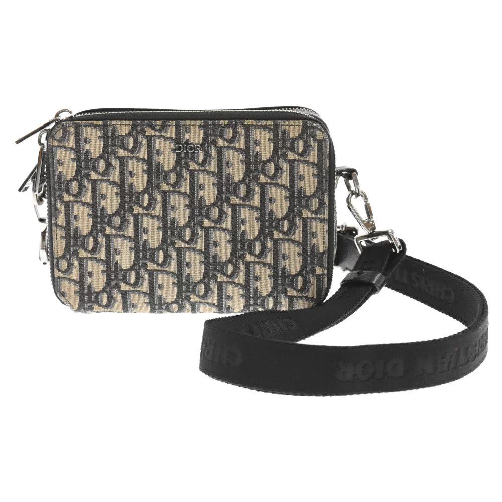 image of Dior Oblique Jacquard Shoulder Bag Navy/beige, Women's