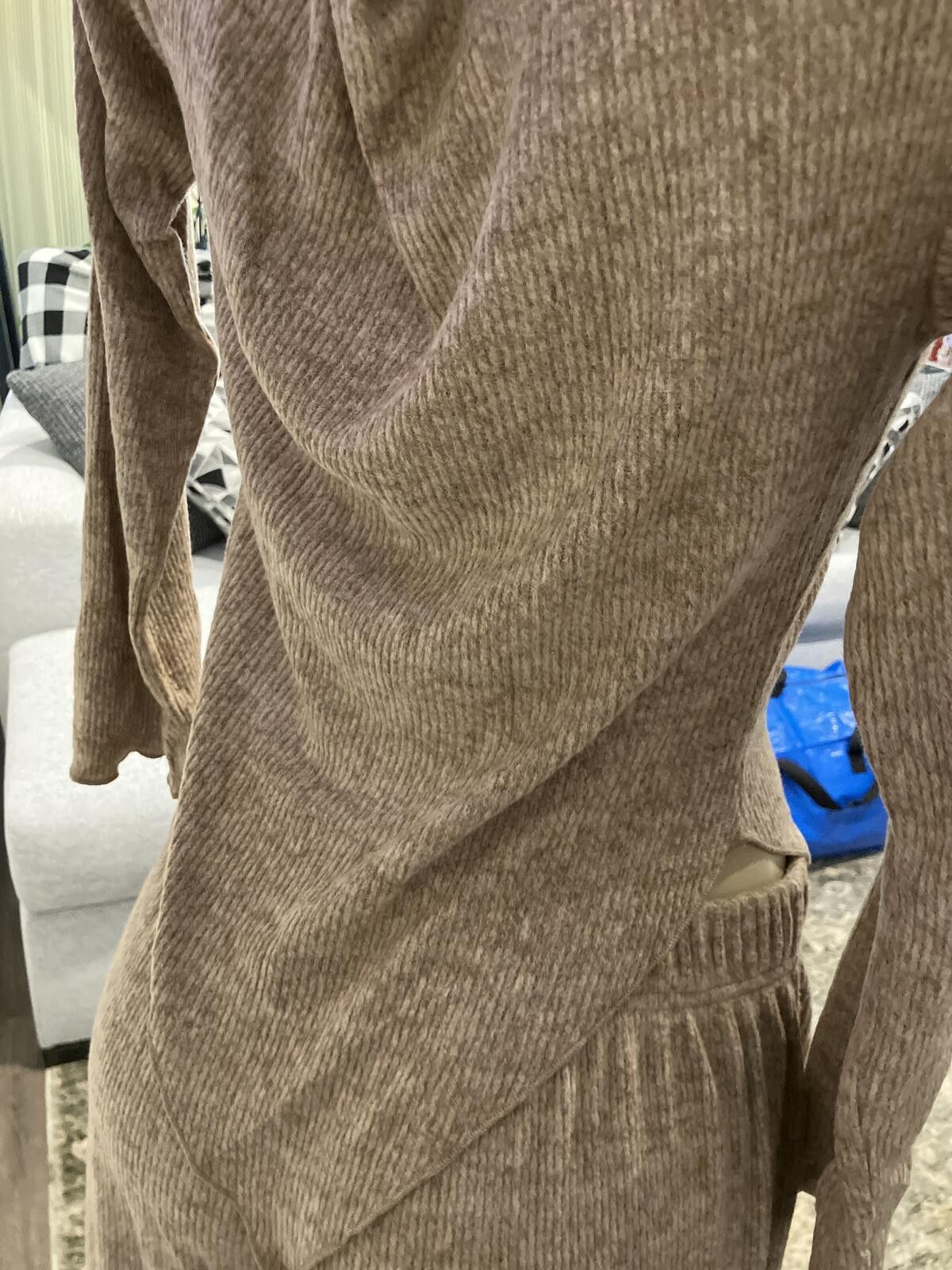 Other NIB Source Unknown Taupe Draped Knit Lounge Set Size ONE SIZE - 7 Thumbnail
