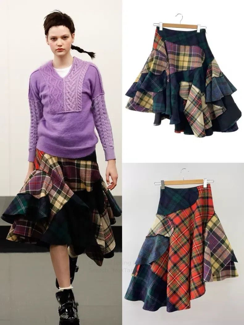 Comme des Garcons Comme Des Garcons size S Plaid Asymmetrical Multi-layered Size 23" - 1 Thumbnail