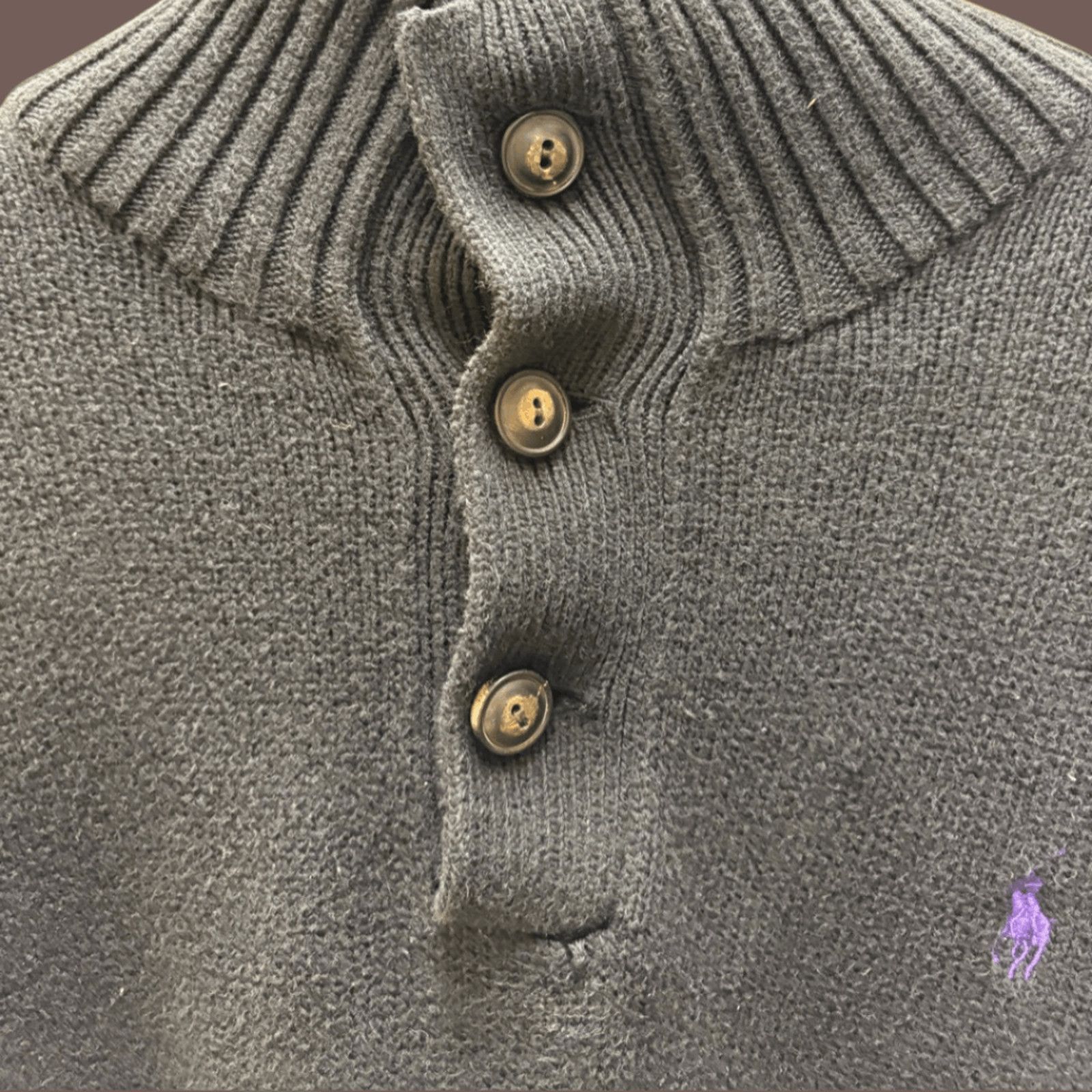 Polo Ralph Lauren VTG Knit Polo Sweater | Polo Ralph Lauren Black Cotton Size US L / EU 52-54 / 3 - 4 Thumbnail